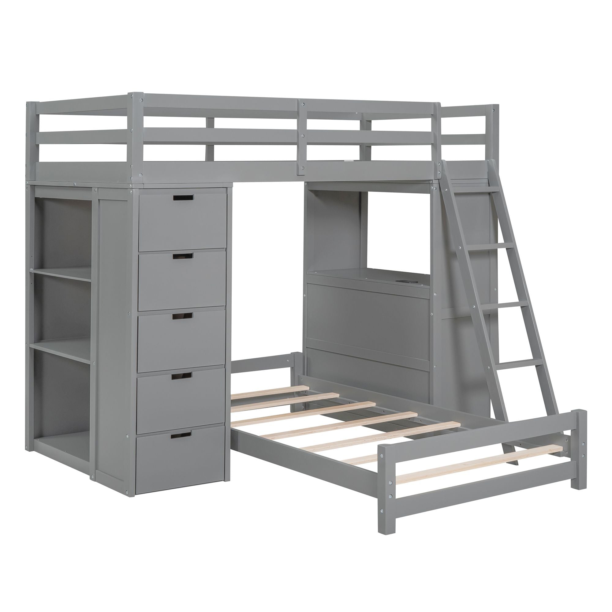 Twin Over Twin Bunk Bed - Gray - Just Better Bunk Beds