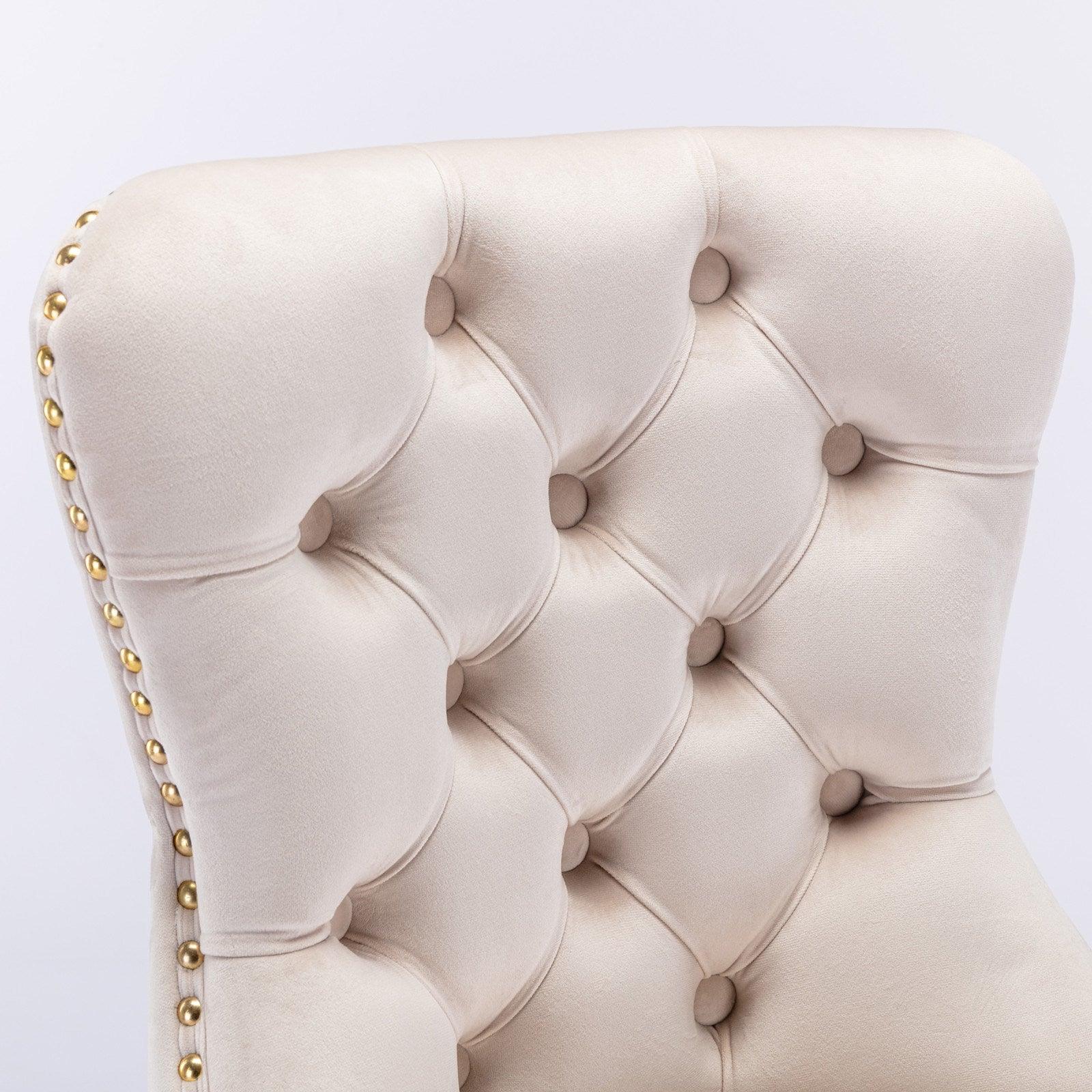 Set of 2 Thick Golden Swivel Velvet Barstools - PRHOMZ