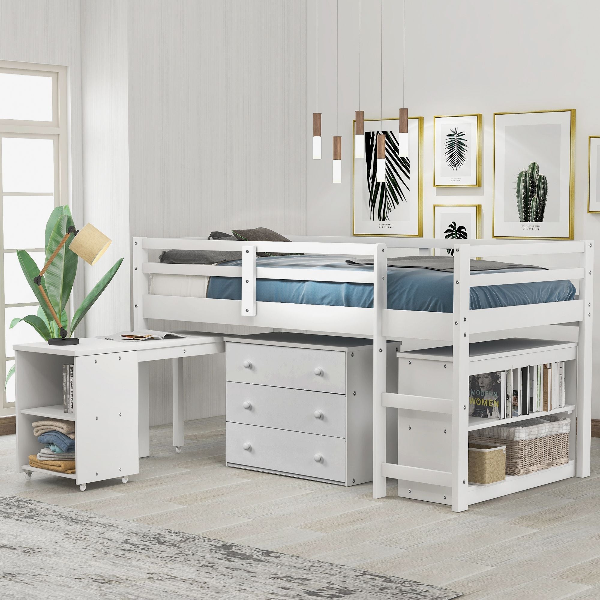 Twin Loft Bed with Desk & Storage - Just Better Bunk Beds