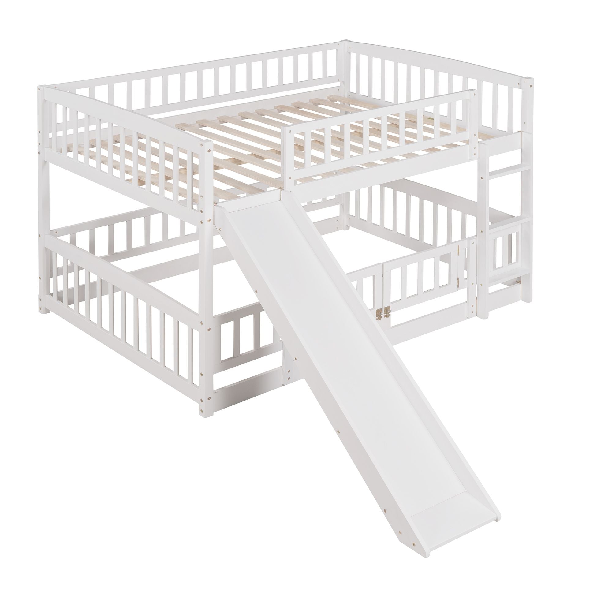 Full Over Full Bunk Bed with Slide - White - Just Better Bunk Beds