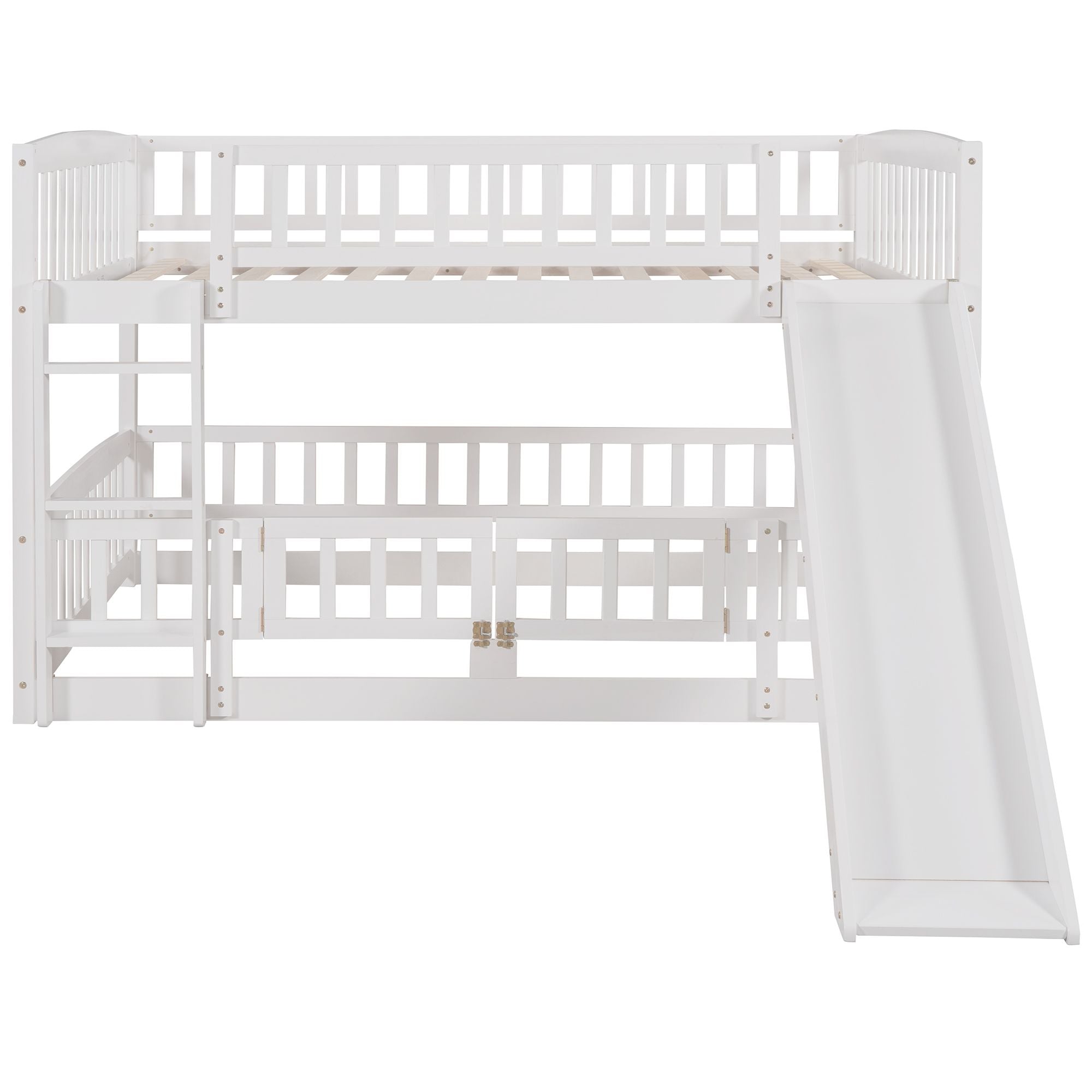 Full Over Full Bunk Bed with Slide - White - Just Better Bunk Beds