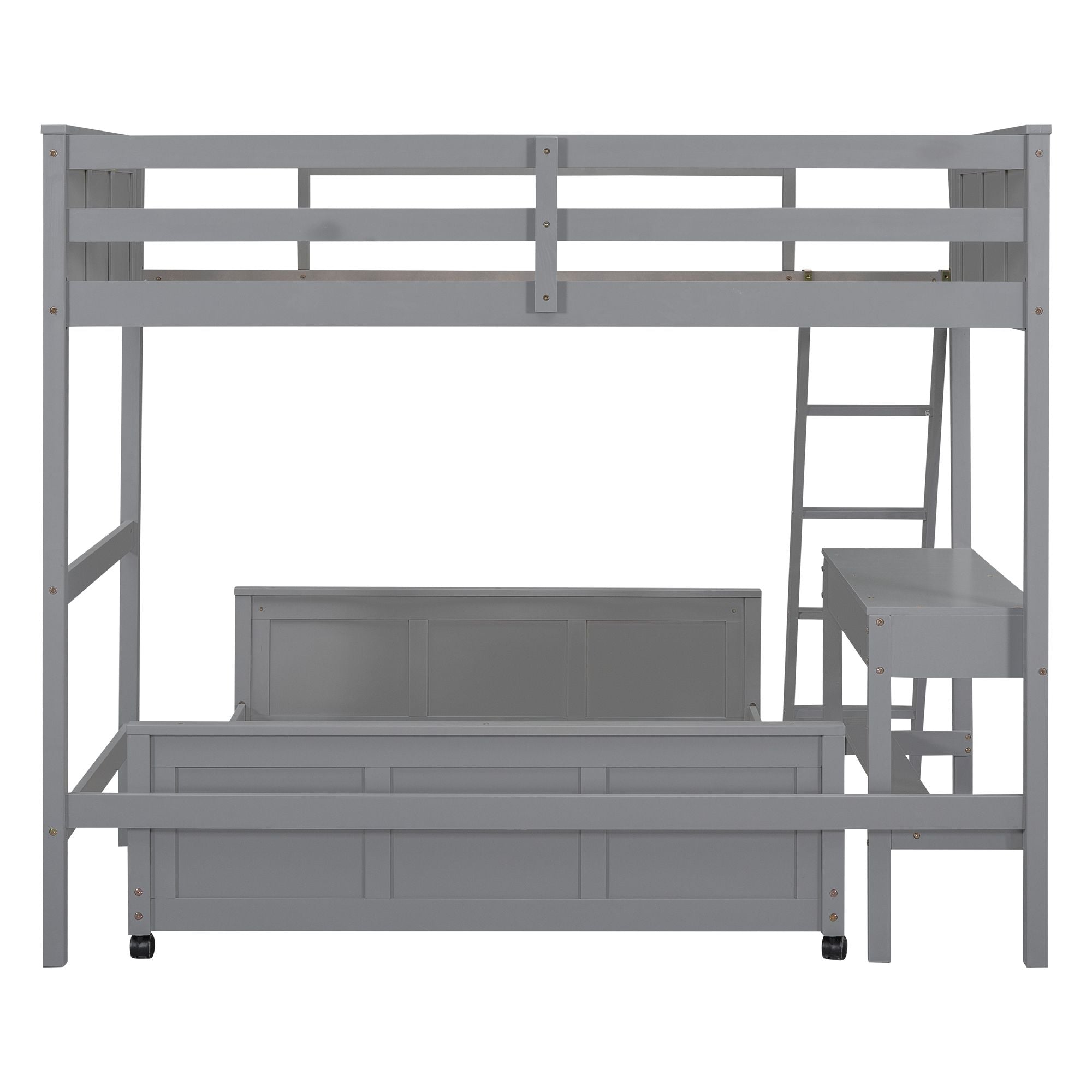 Twin Over Full Bunk Bed with Desk - Gray - Just Better Bunk Beds