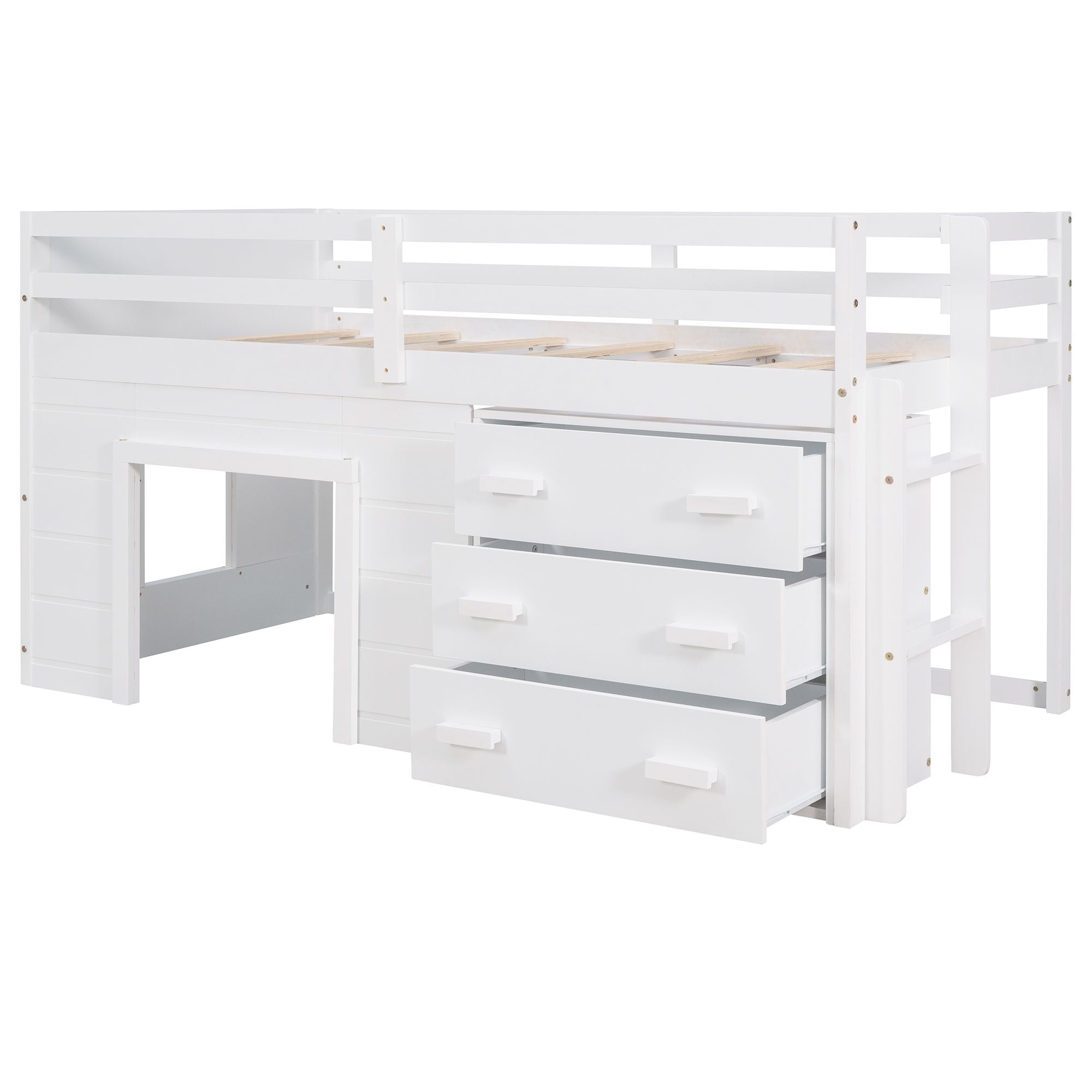 Twin Loft Bed with Shelves - Just Better Bunk Beds