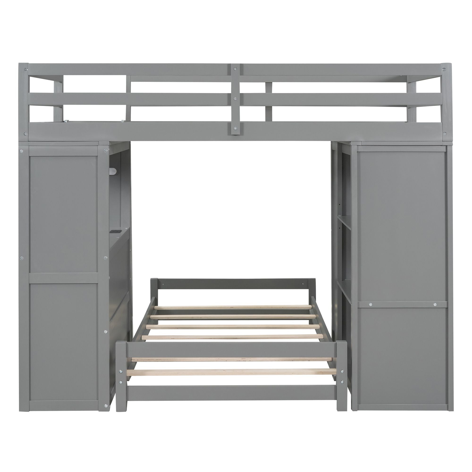 Twin Over Twin Bunk Bed - Gray - Just Better Bunk Beds