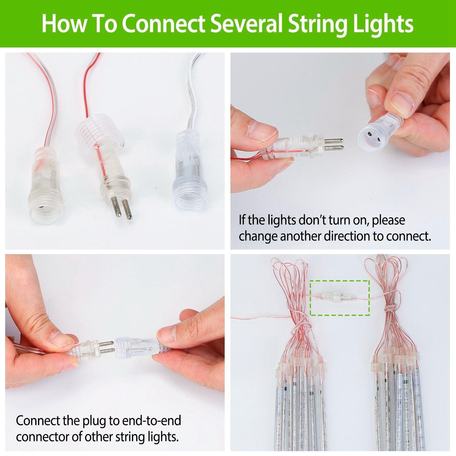 8 Pcs Solar Powered Meteor Shower String Lights 9.84FT Falling Raindrop Tube - PRHOMZ