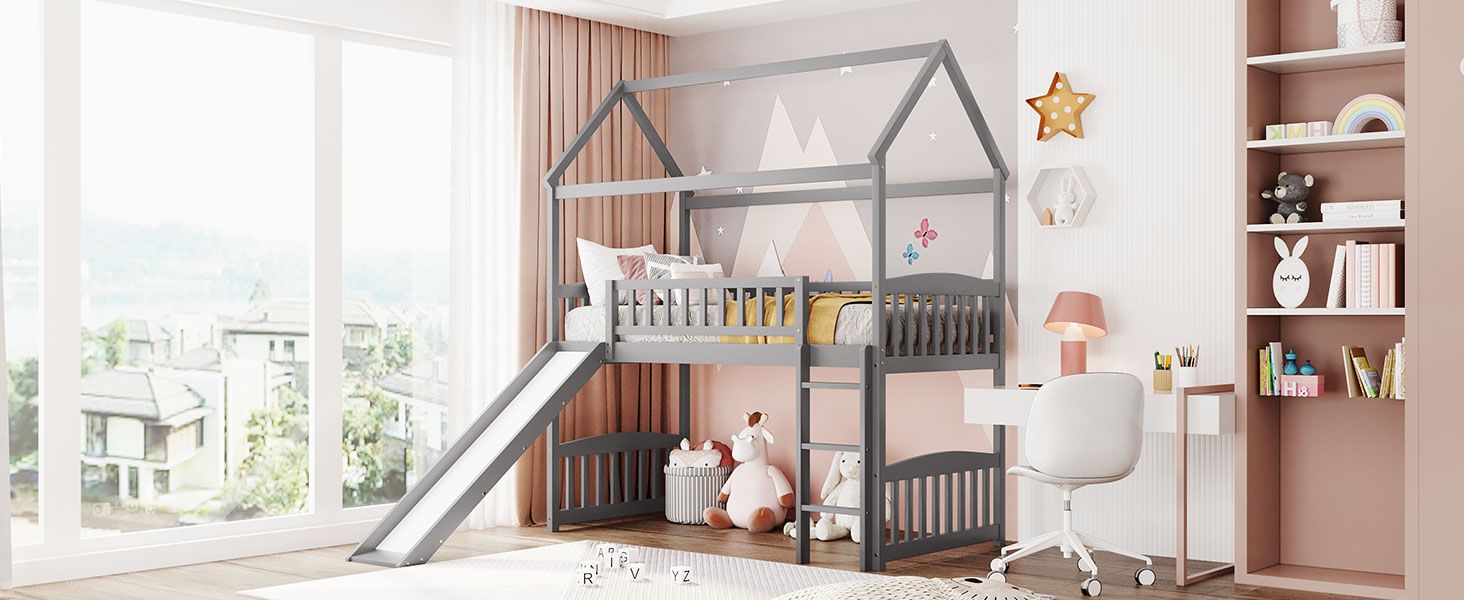 Twin Loft Bed with Slide & Ladder - Just Better Bunk Beds