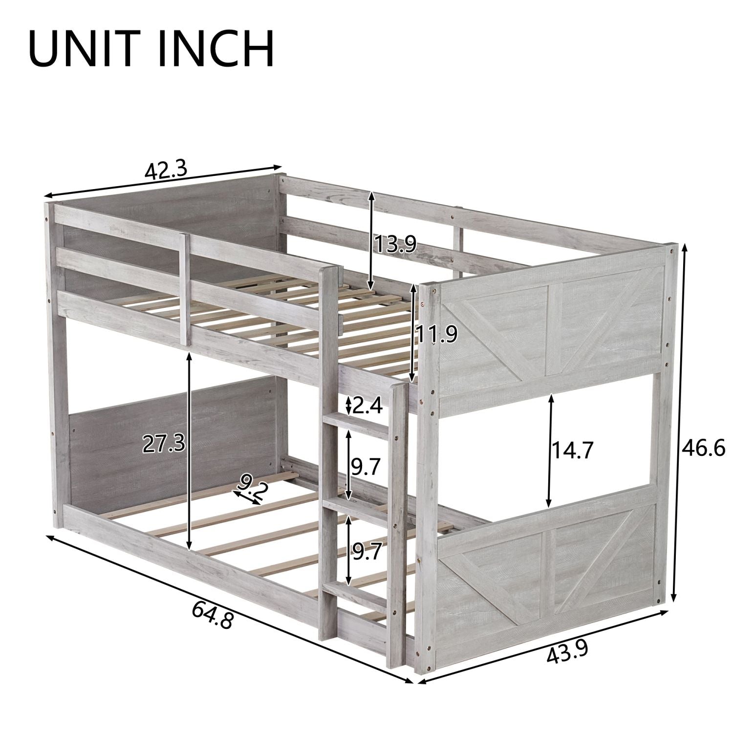 Twin Wood Bunk Bed - White - Just Better Bunk Beds