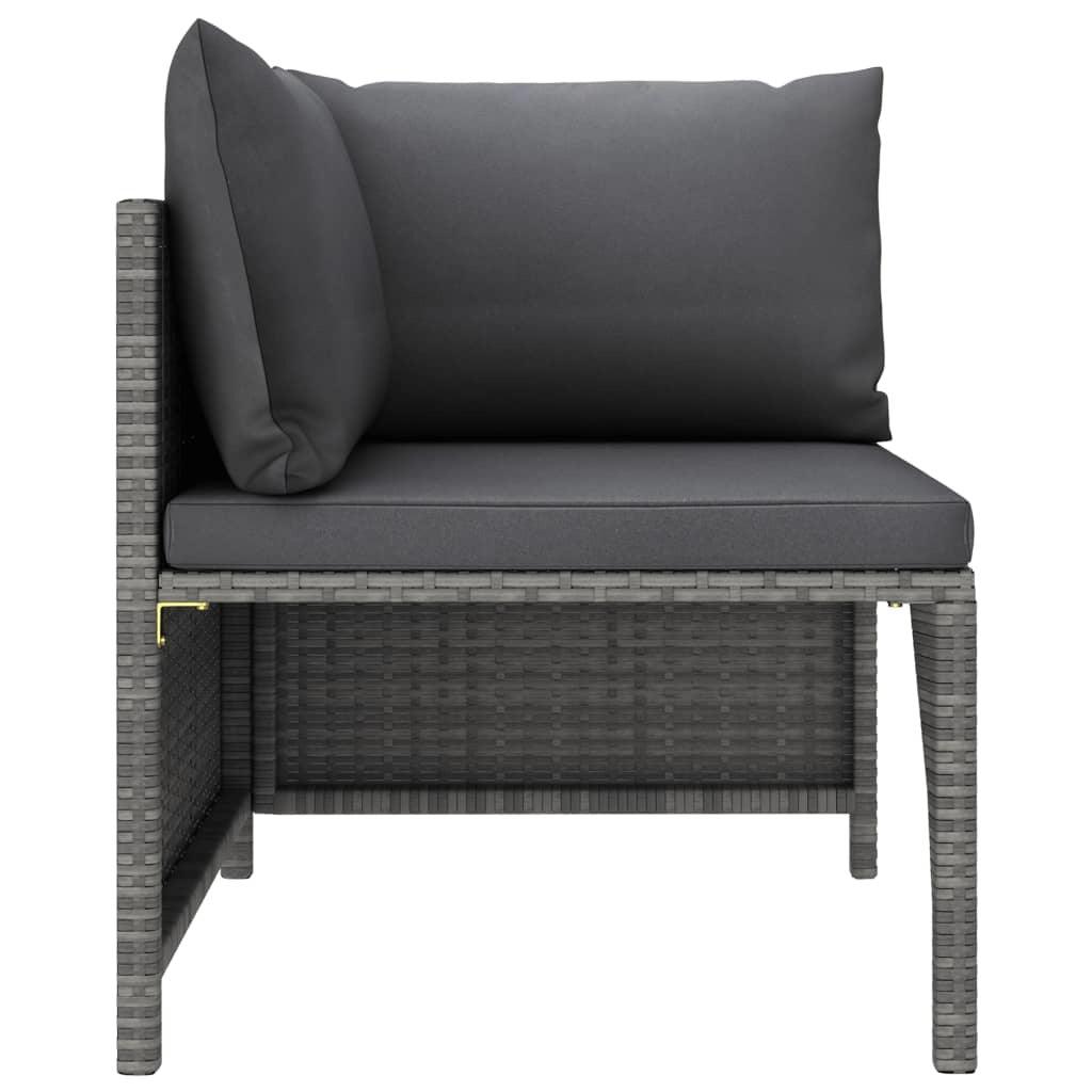 7 Piece Patio Lounge Set with Cushions Poly Rattan Gray - PRHOMZ