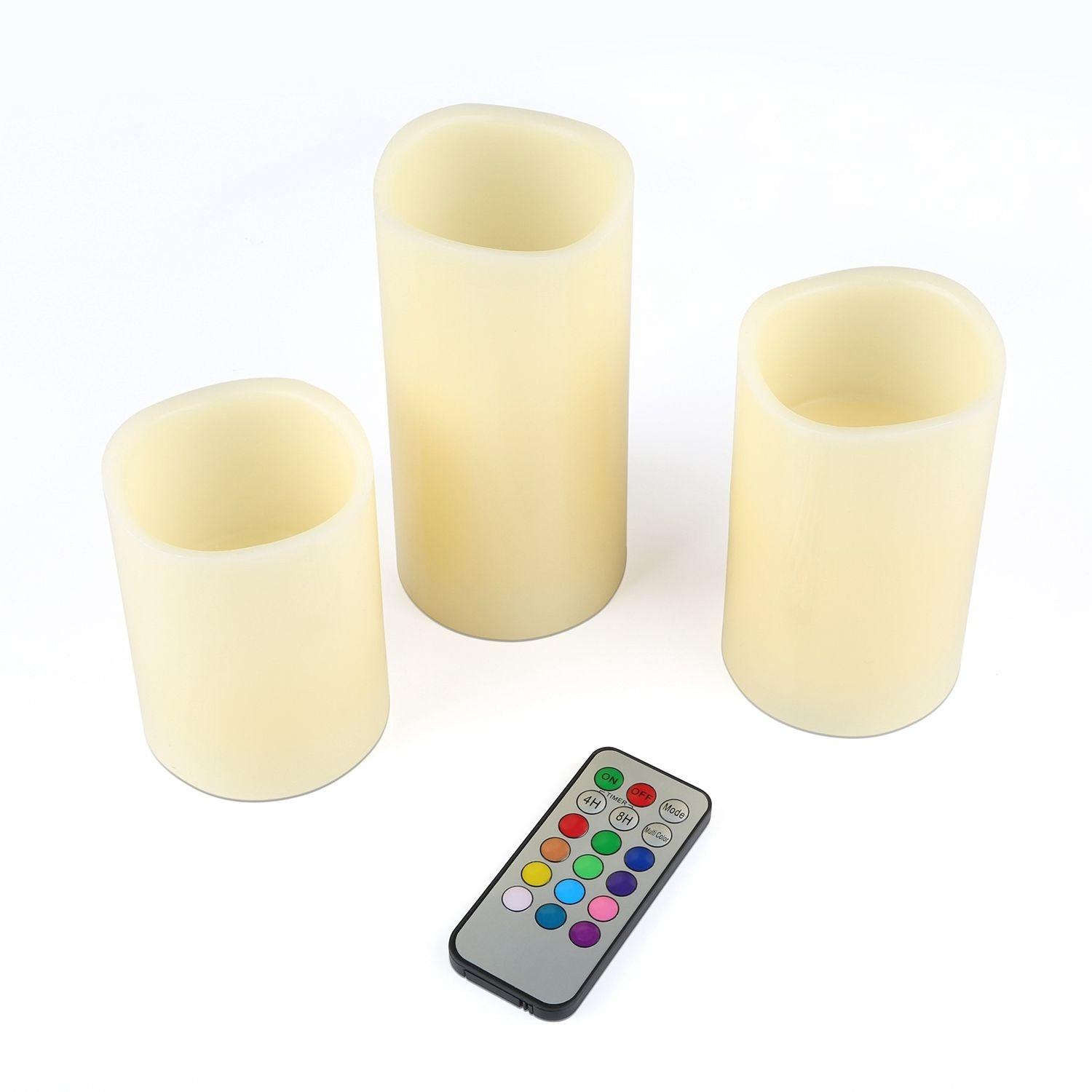 3-Packs Flameless Candles LED Flickering Candles w/ Remote Control Timer - PRHOMZ