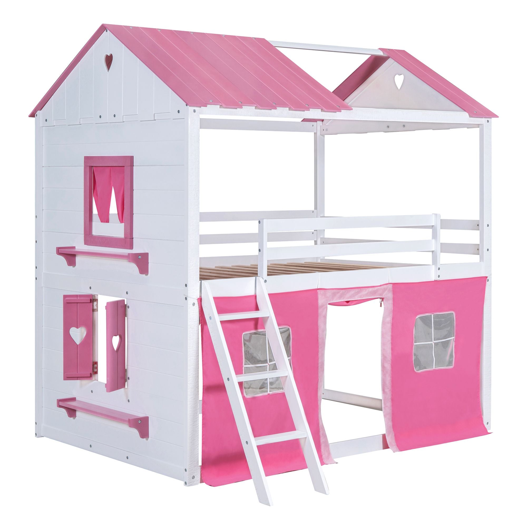 Full House Bunk Bed with Tent & Windows - White - Just Better Bunk Beds