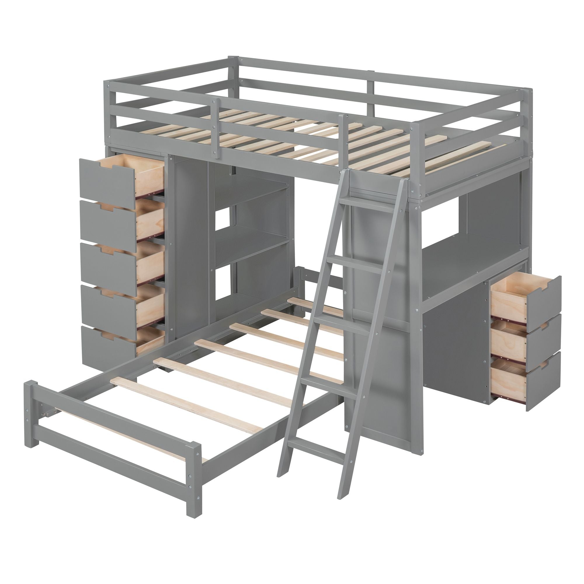 Twin Over Twin Bunk Bed - Gray - Just Better Bunk Beds