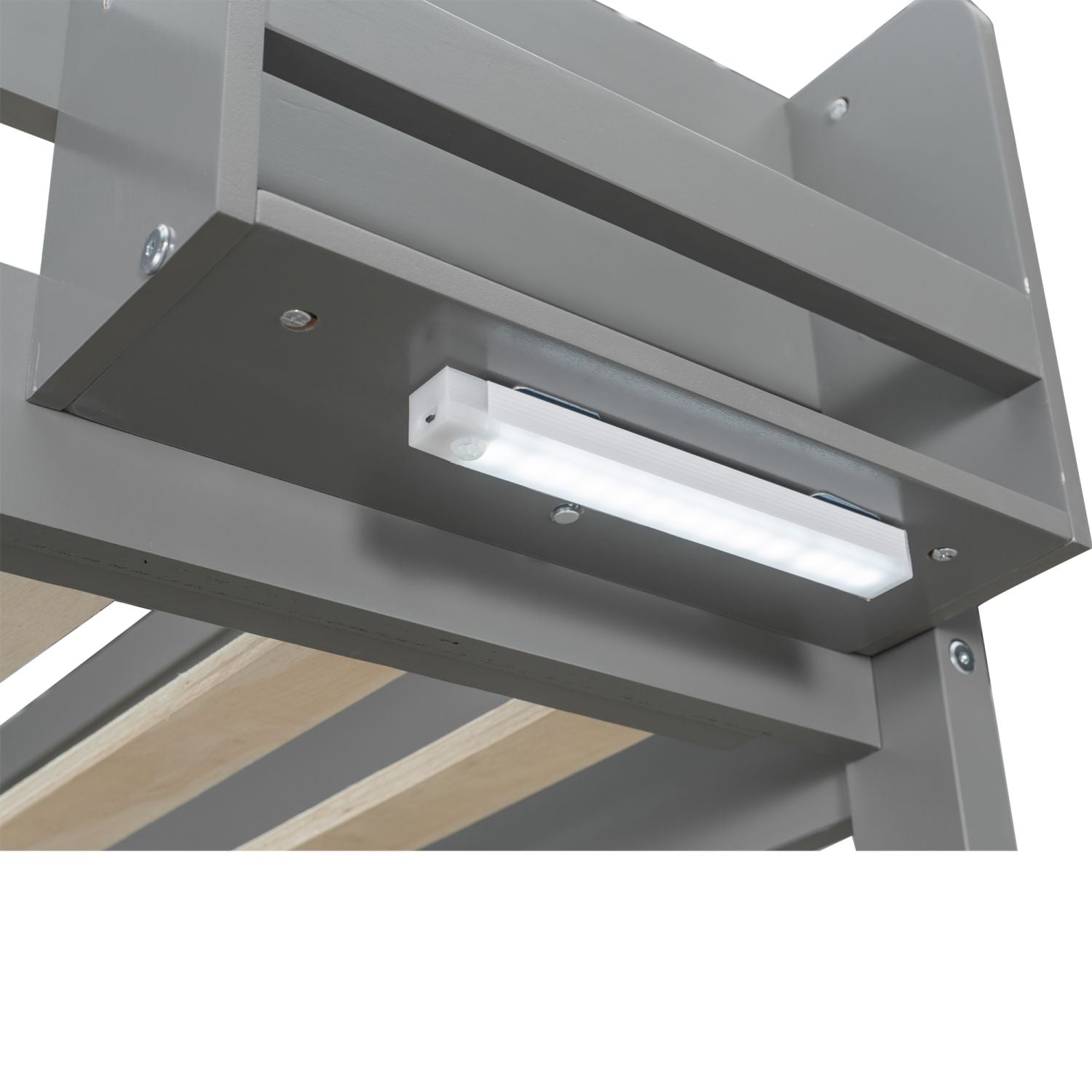 Queen Wood Bunk Bed with Storage - Gray - Just Better Bunk Beds