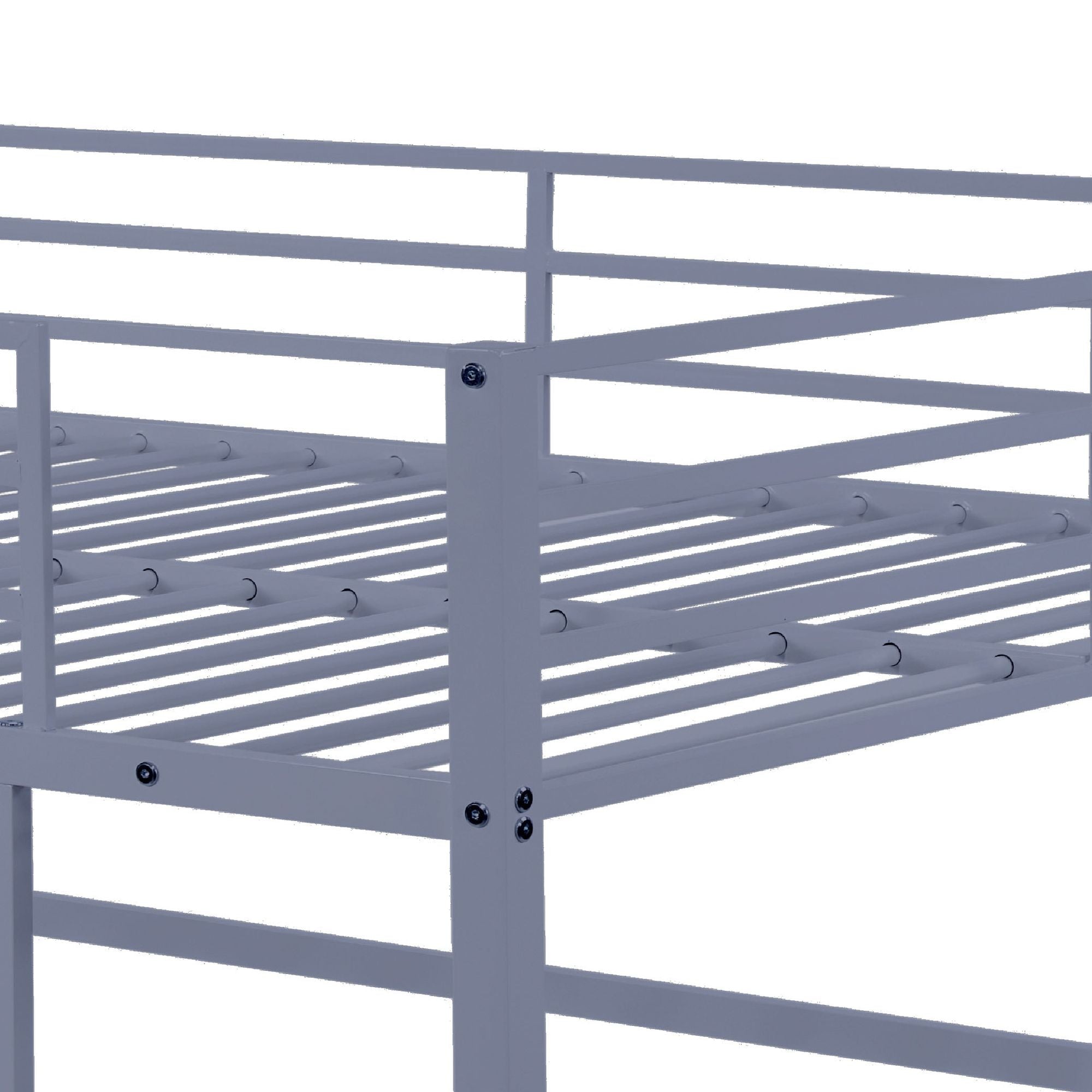 Heavy-Duty Full Metal Loft Bed with Guard Rails and Ladder, Gray | Just Better Bunk Beds