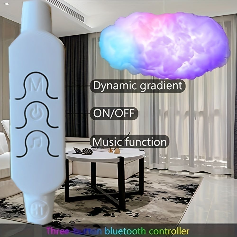 3D Big Cloud Light Kit, Music Sync RGB Multicolor Changing Strip Lights-3