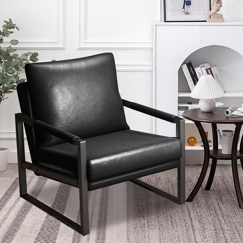 PU Leather Accent Mid Century Arm Chair - PRHOMZ