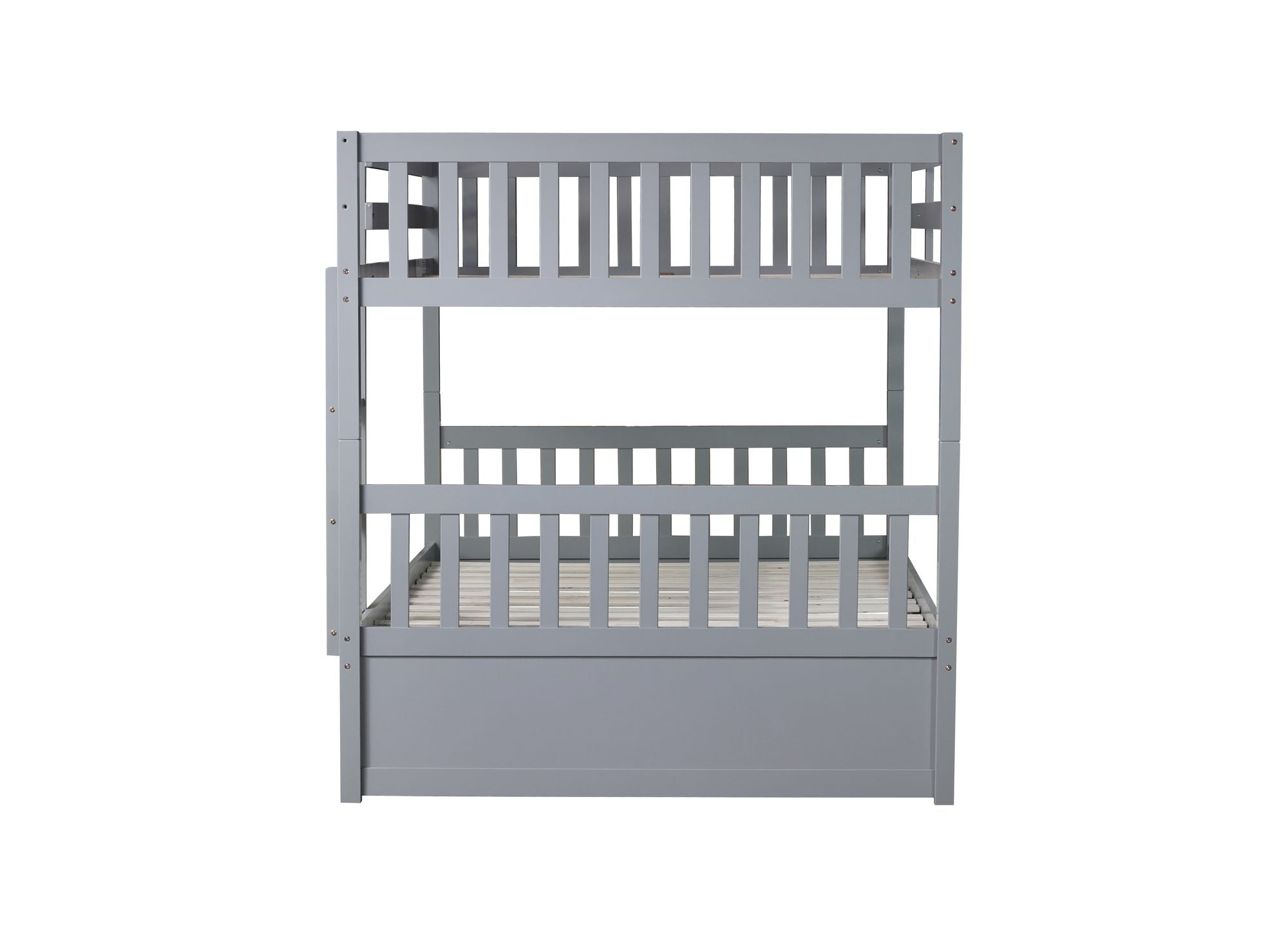 Twin Wood Bunk Bed with Trundle - Gray - Just Better Bunk Beds