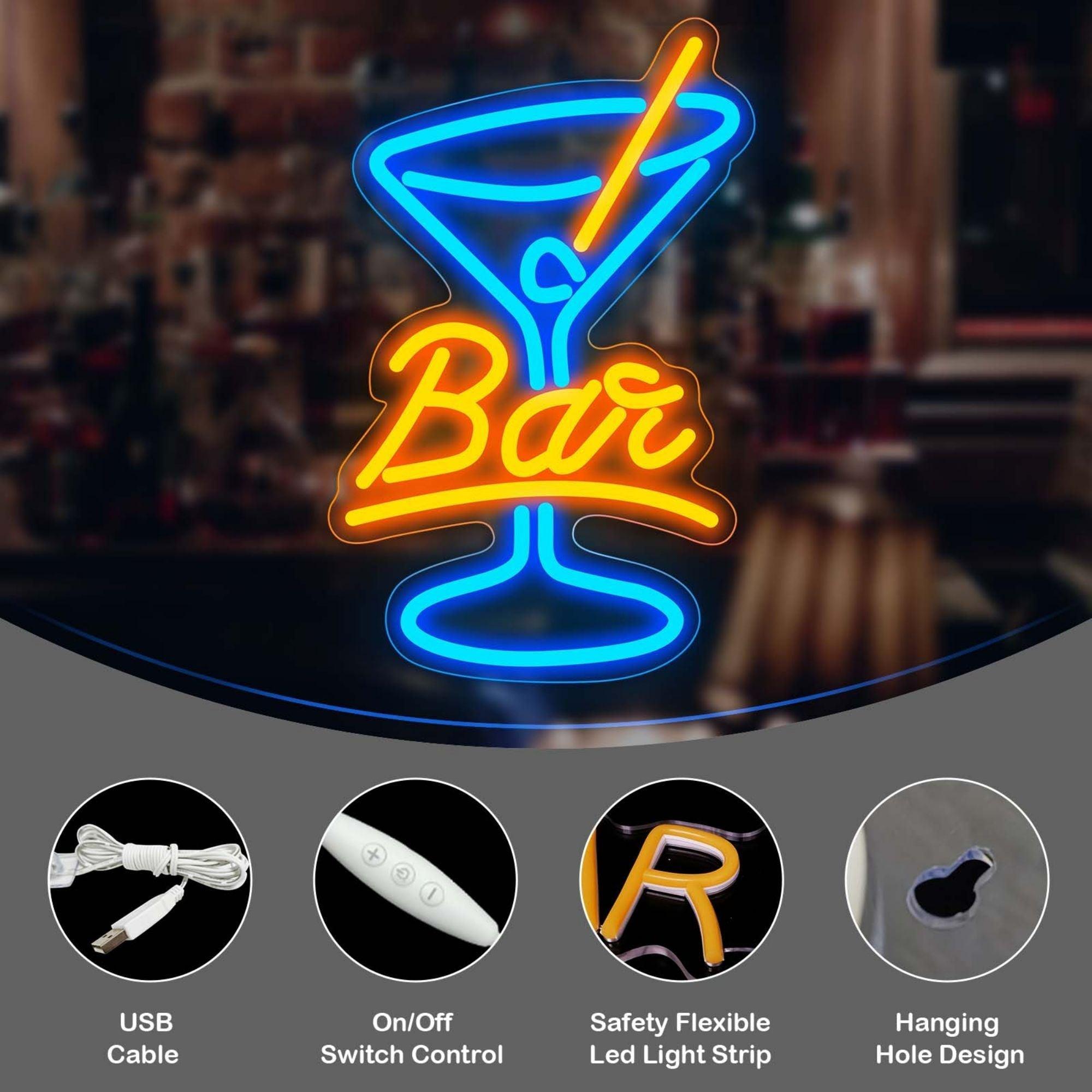 orange vertical BAR goblet neon sign - PRHOMZ