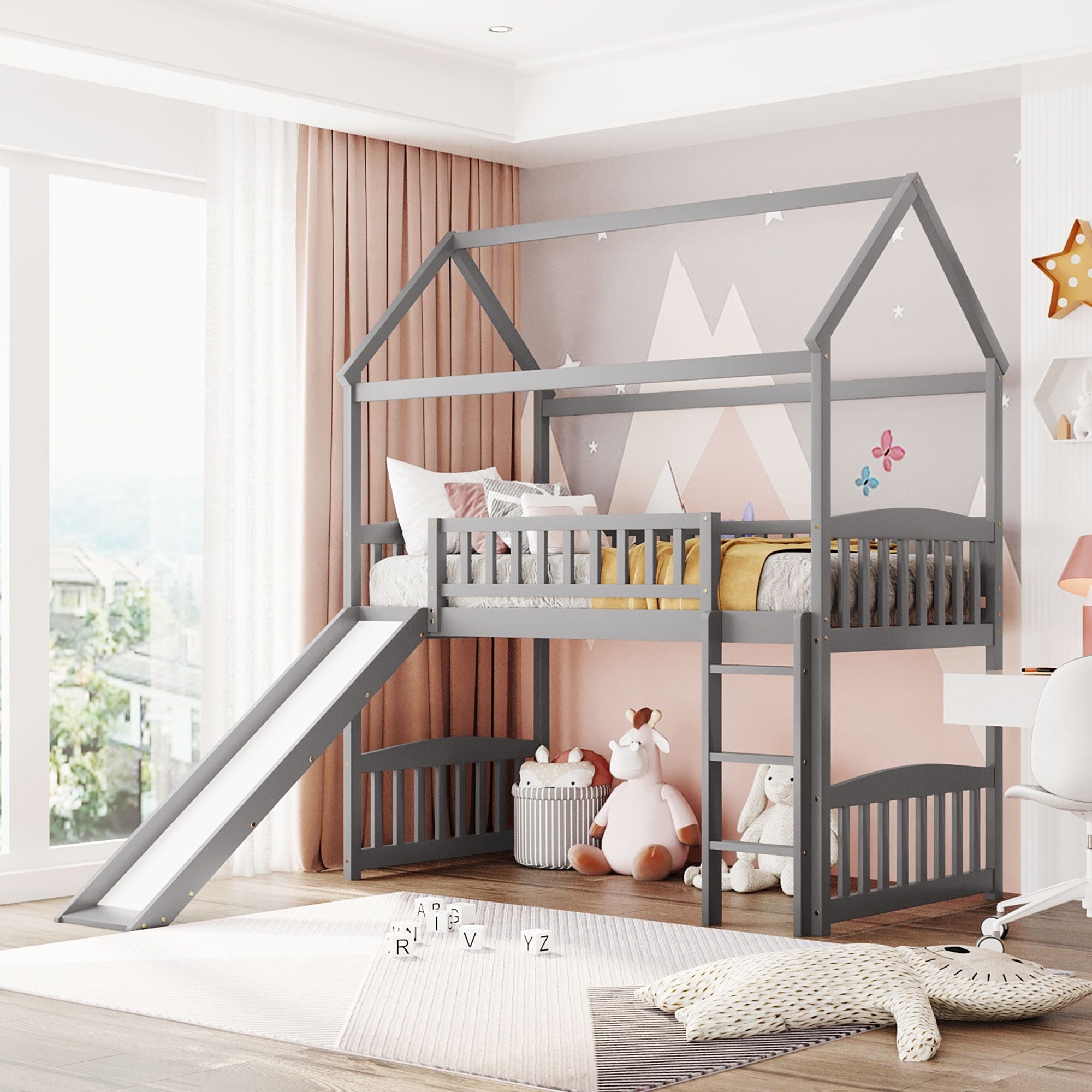 Twin Loft Bed with Slide & Ladder - Just Better Bunk Beds