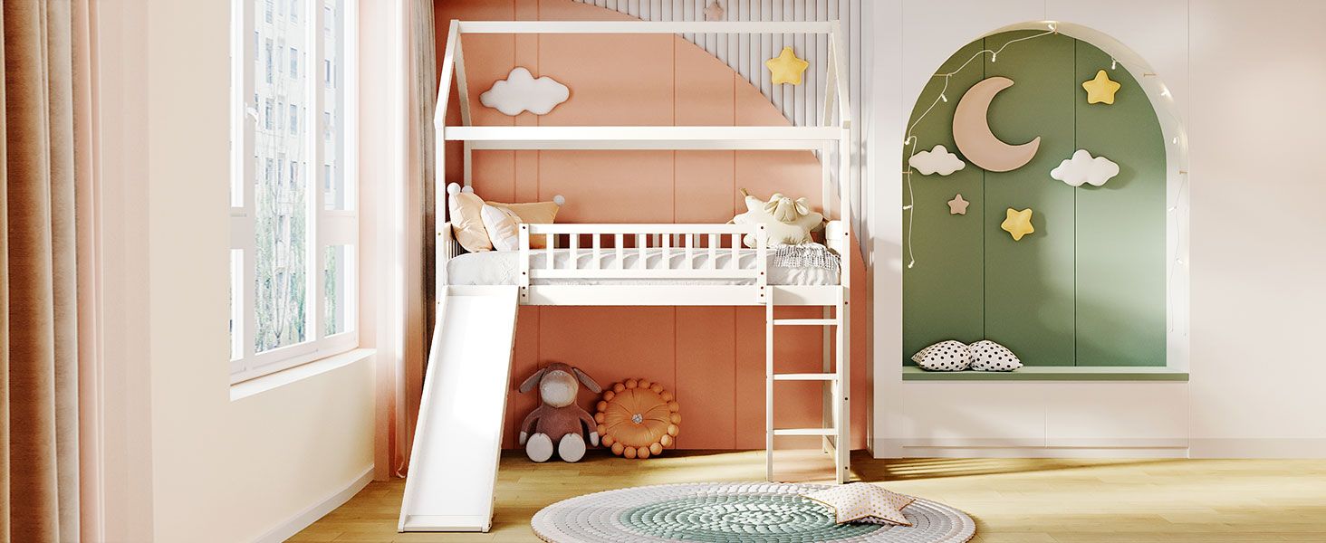 Twin Loft Bed with Slide & Ladder - Just Better Bunk Beds