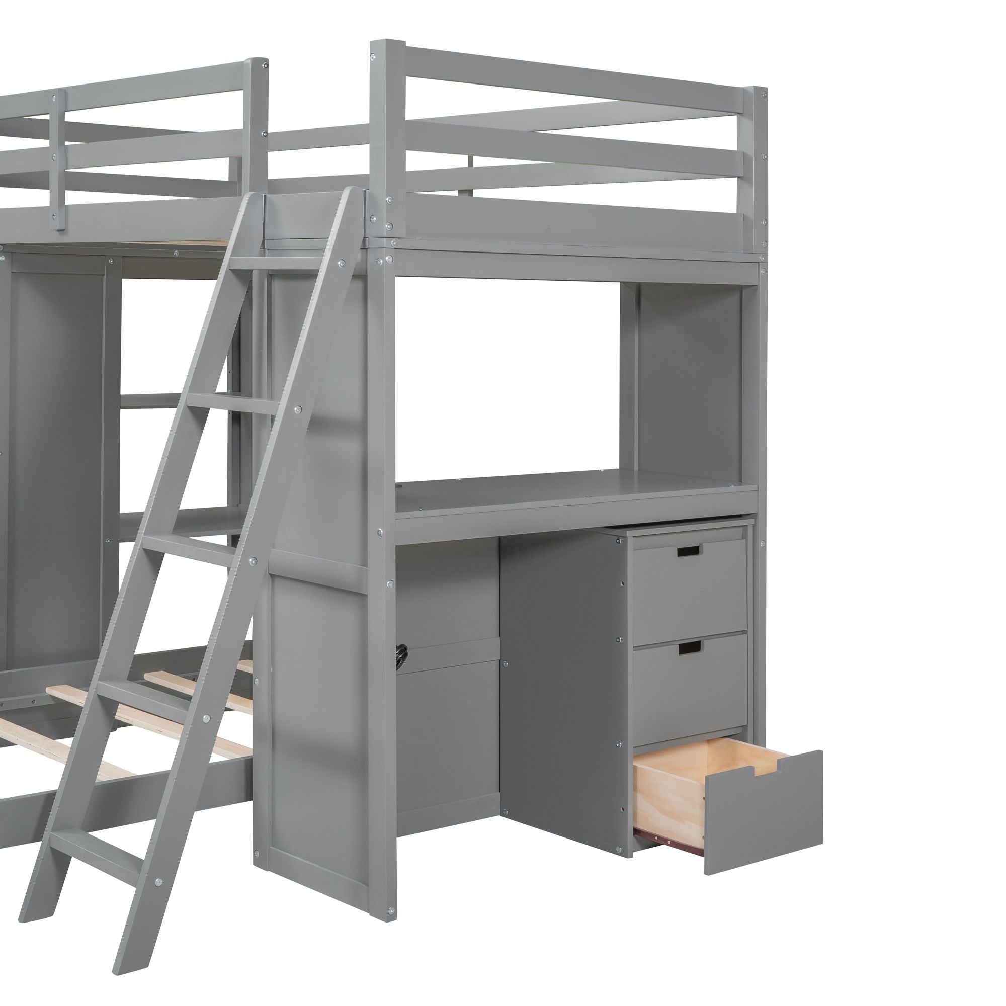 Twin Over Twin Bunk Bed - Gray - Just Better Bunk Beds