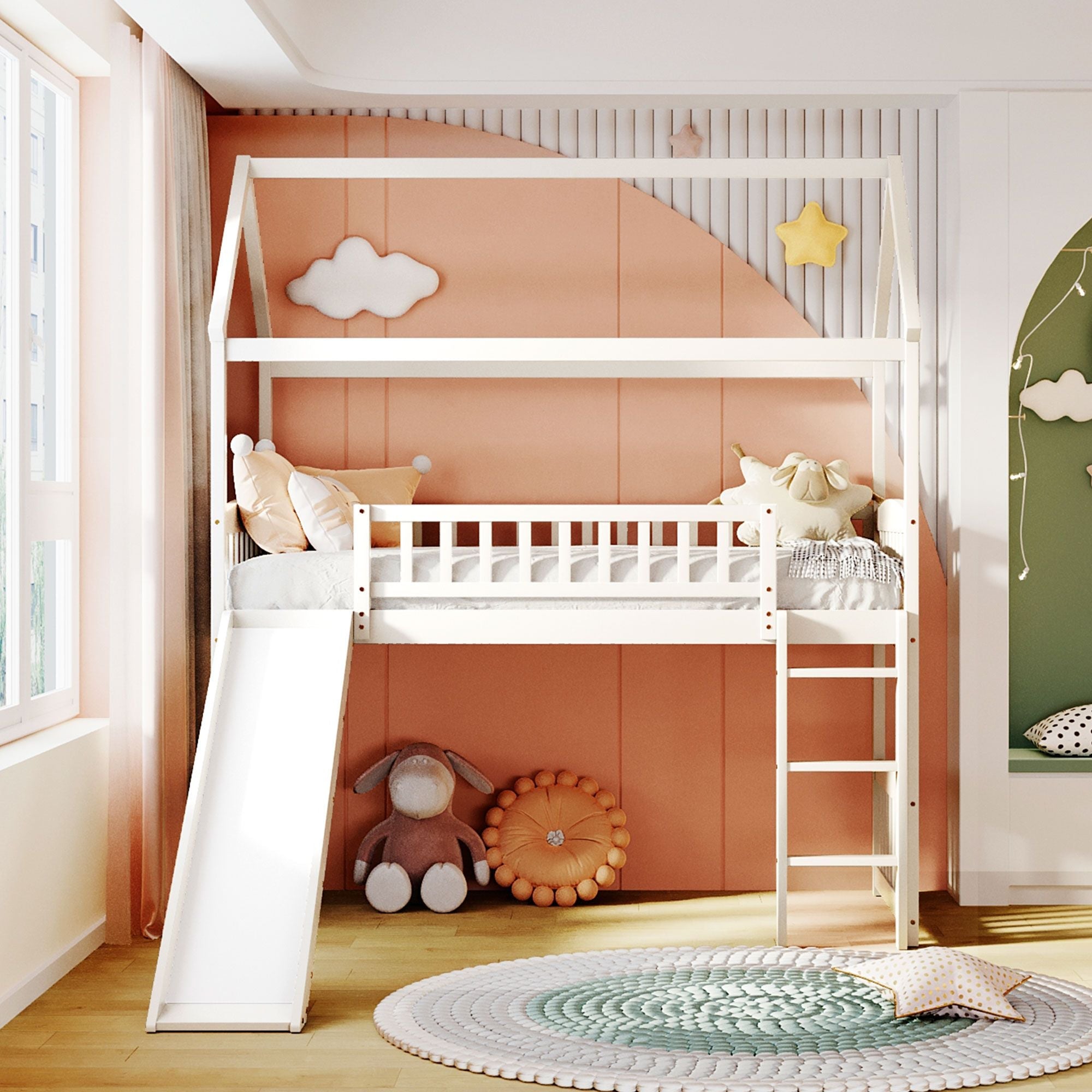 Twin Loft Bed with Slide & Ladder - Just Better Bunk Beds