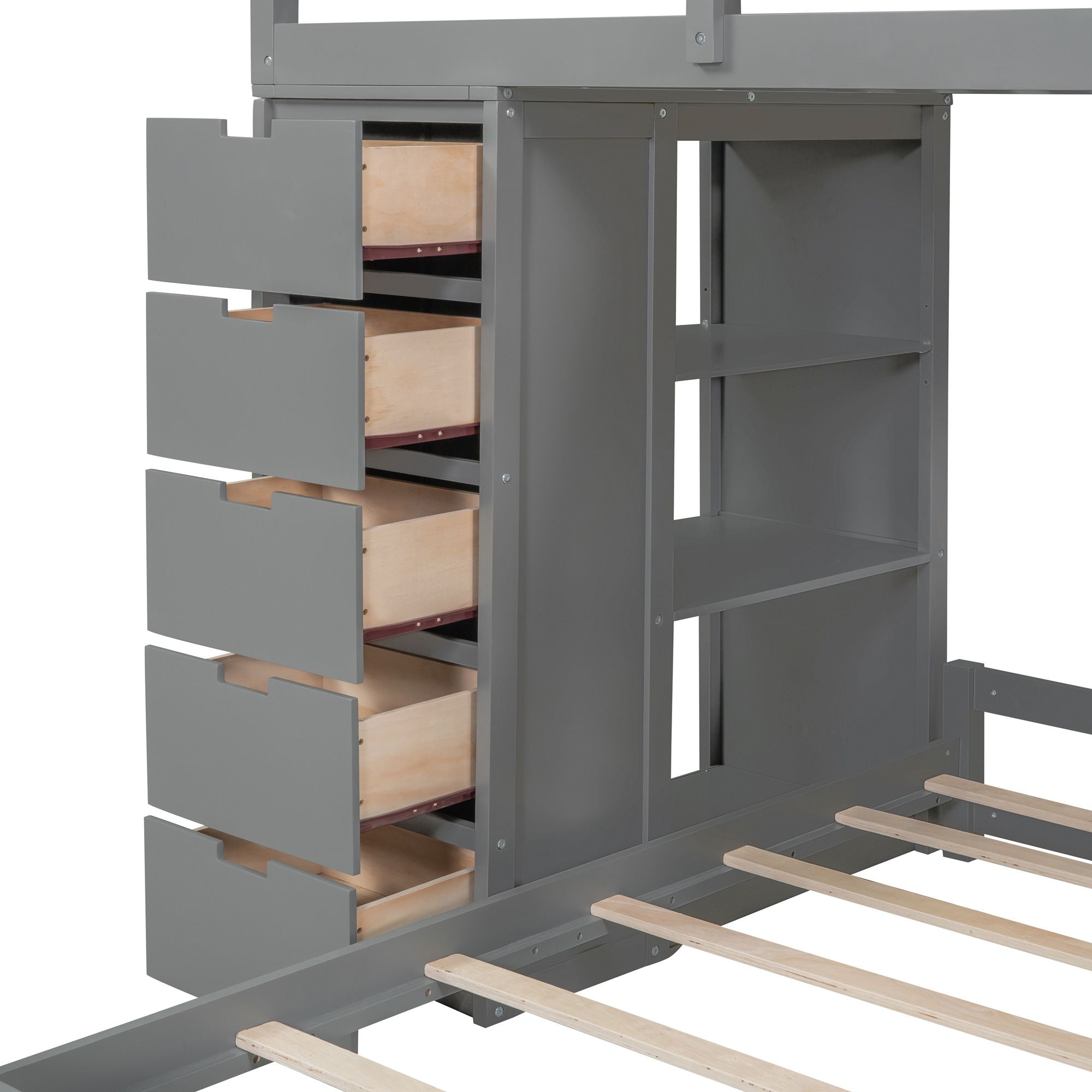 Twin Over Twin Bunk Bed - Gray - Just Better Bunk Beds