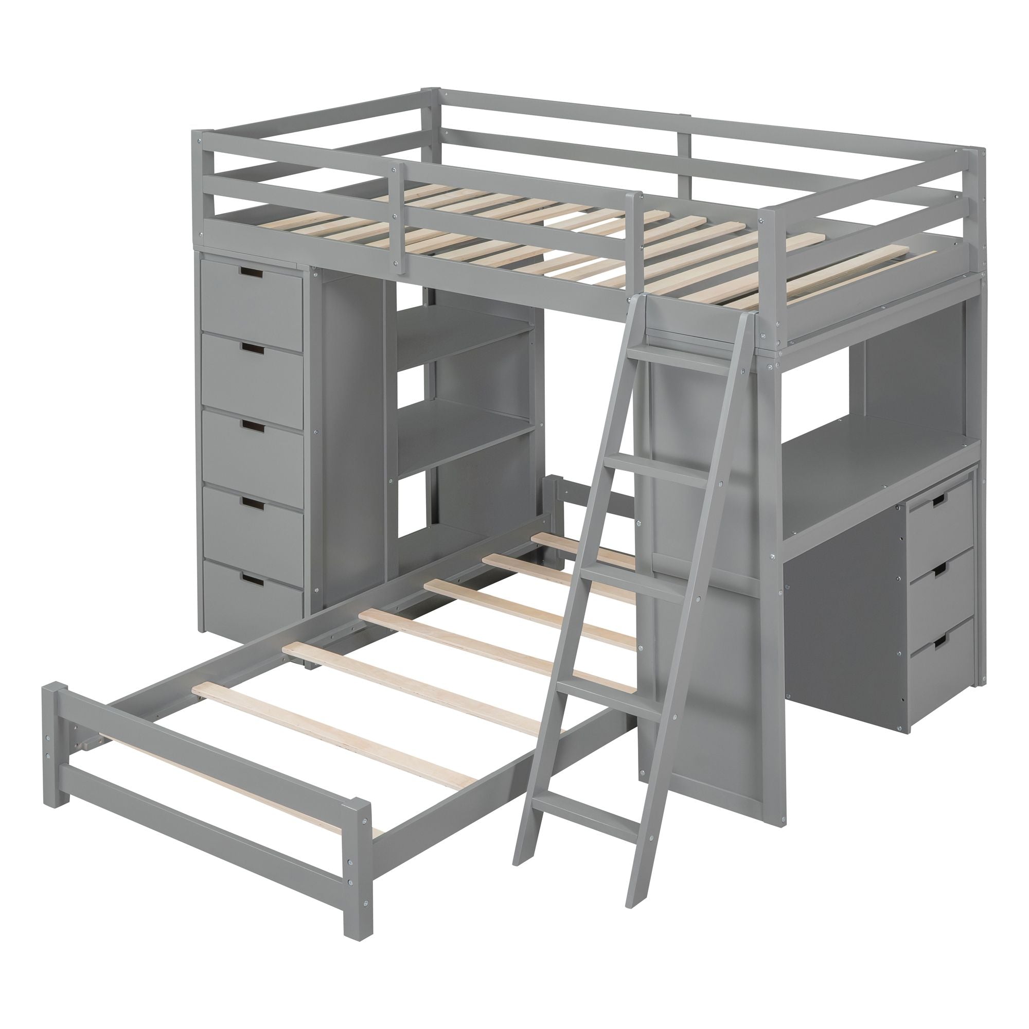 Twin Over Twin Bunk Bed - Gray - Just Better Bunk Beds