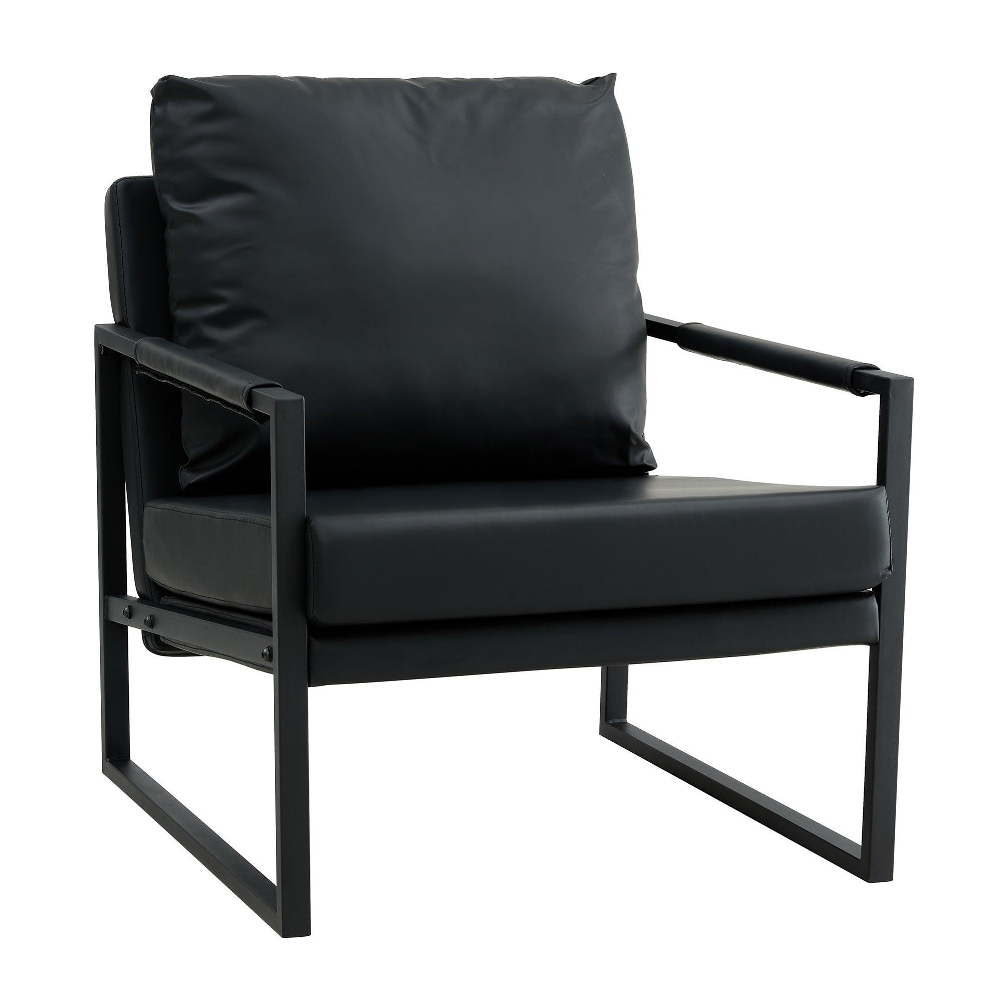 PU Leather Accent Mid Century Arm Chair - PRHOMZ