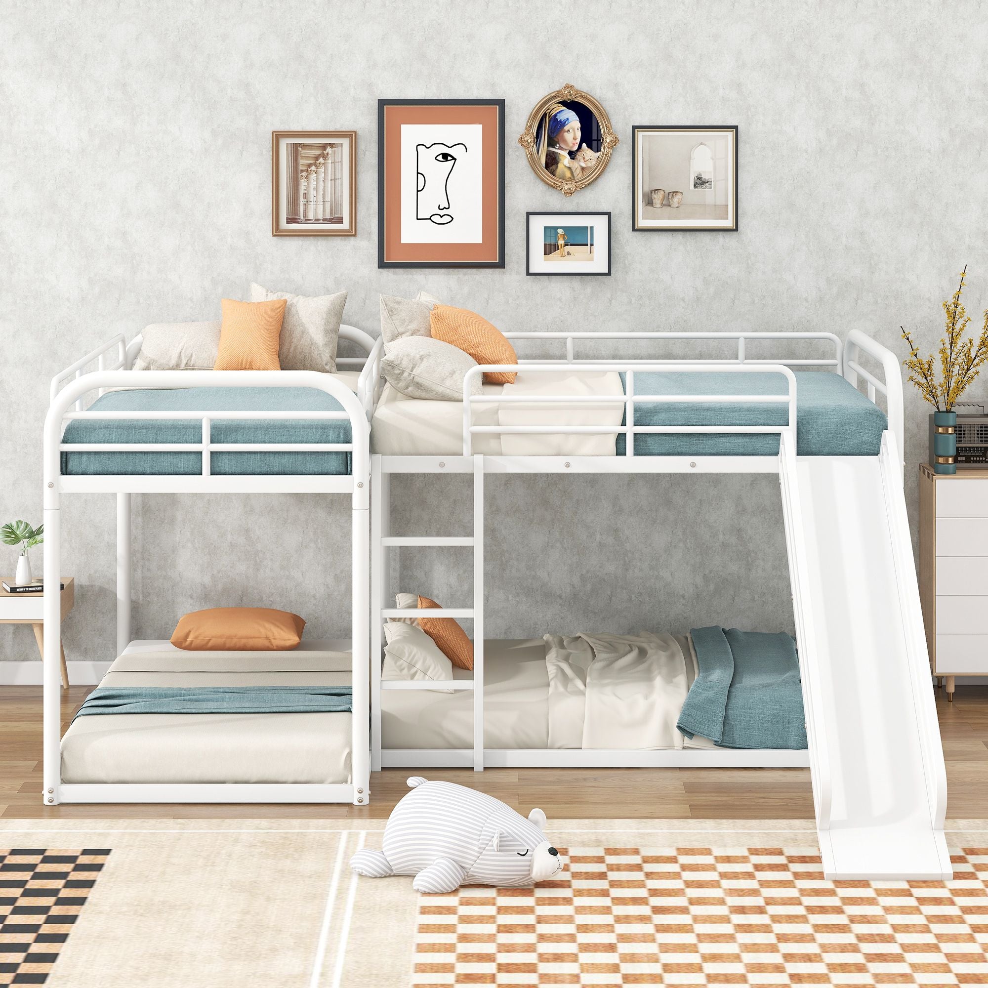 Twin Bunk Bed with Slide & Ladder - Just Better Bunk Beds