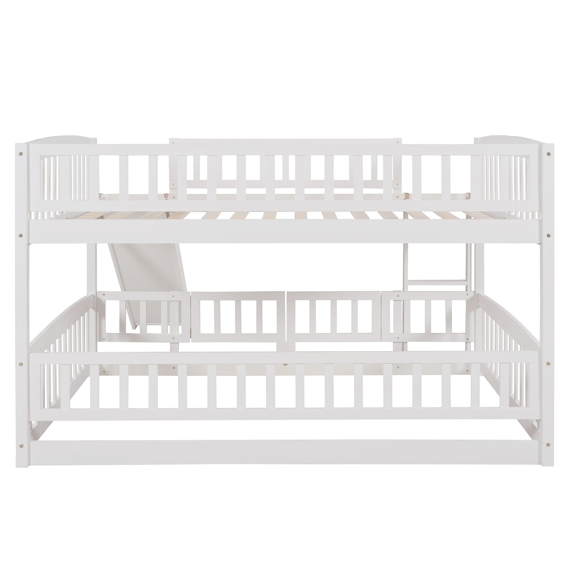 Full Over Full Bunk Bed with Slide - White - Just Better Bunk Beds