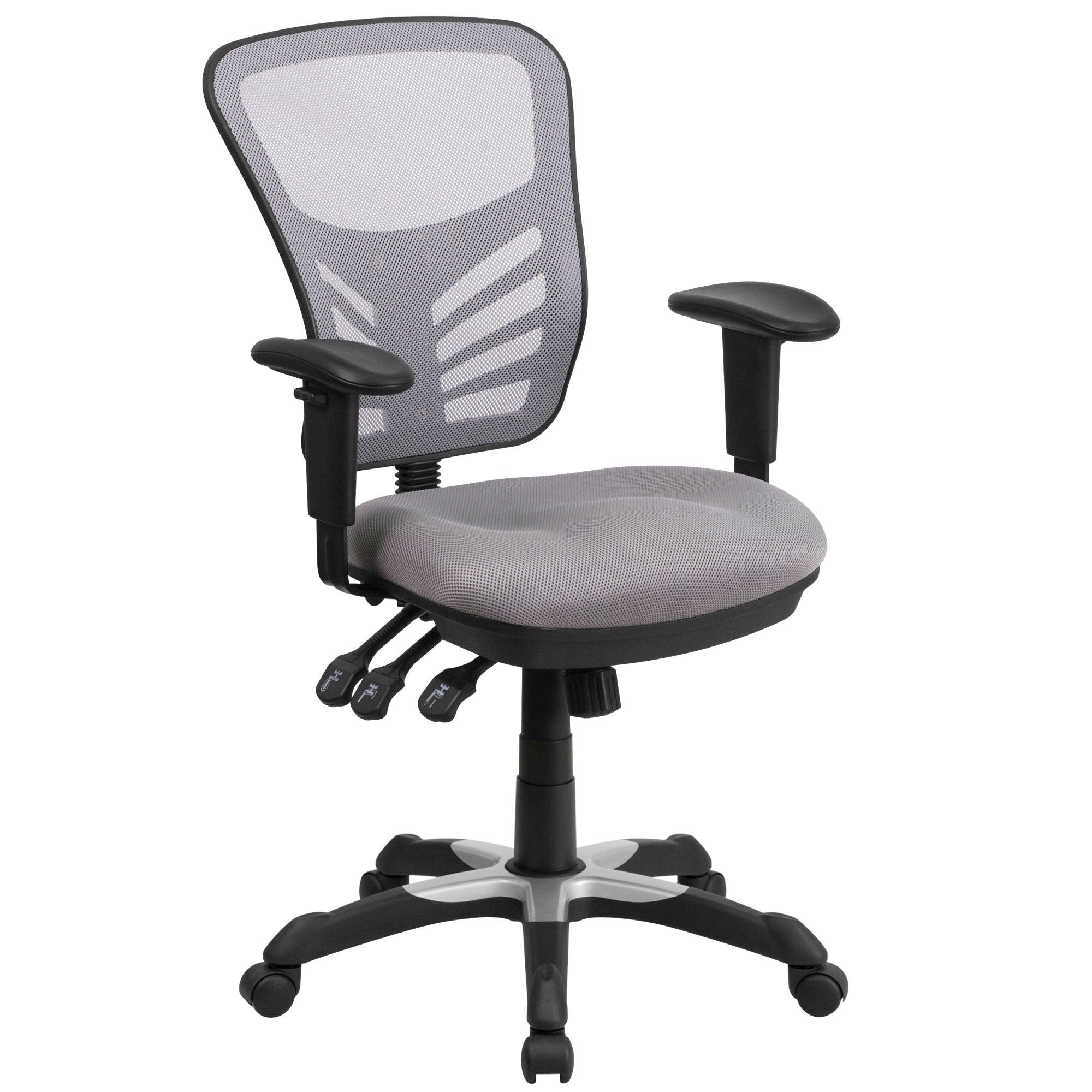Mid-Back Mesh Swivel Office Chair with Adjustable Arms - PRHOMZ