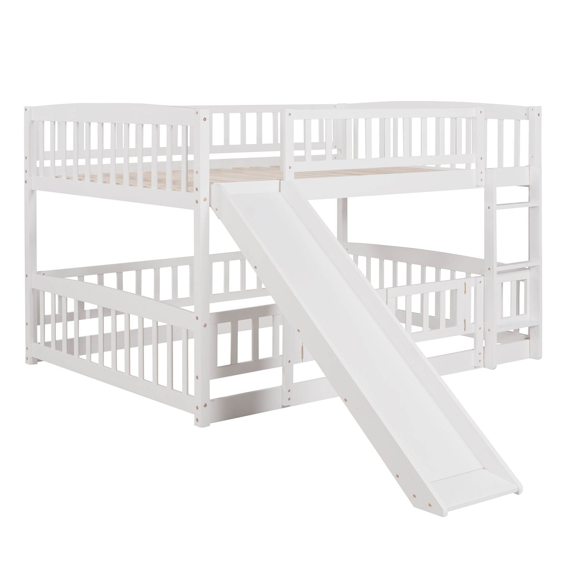 Full Over Full Bunk Bed with Slide - White - Just Better Bunk Beds