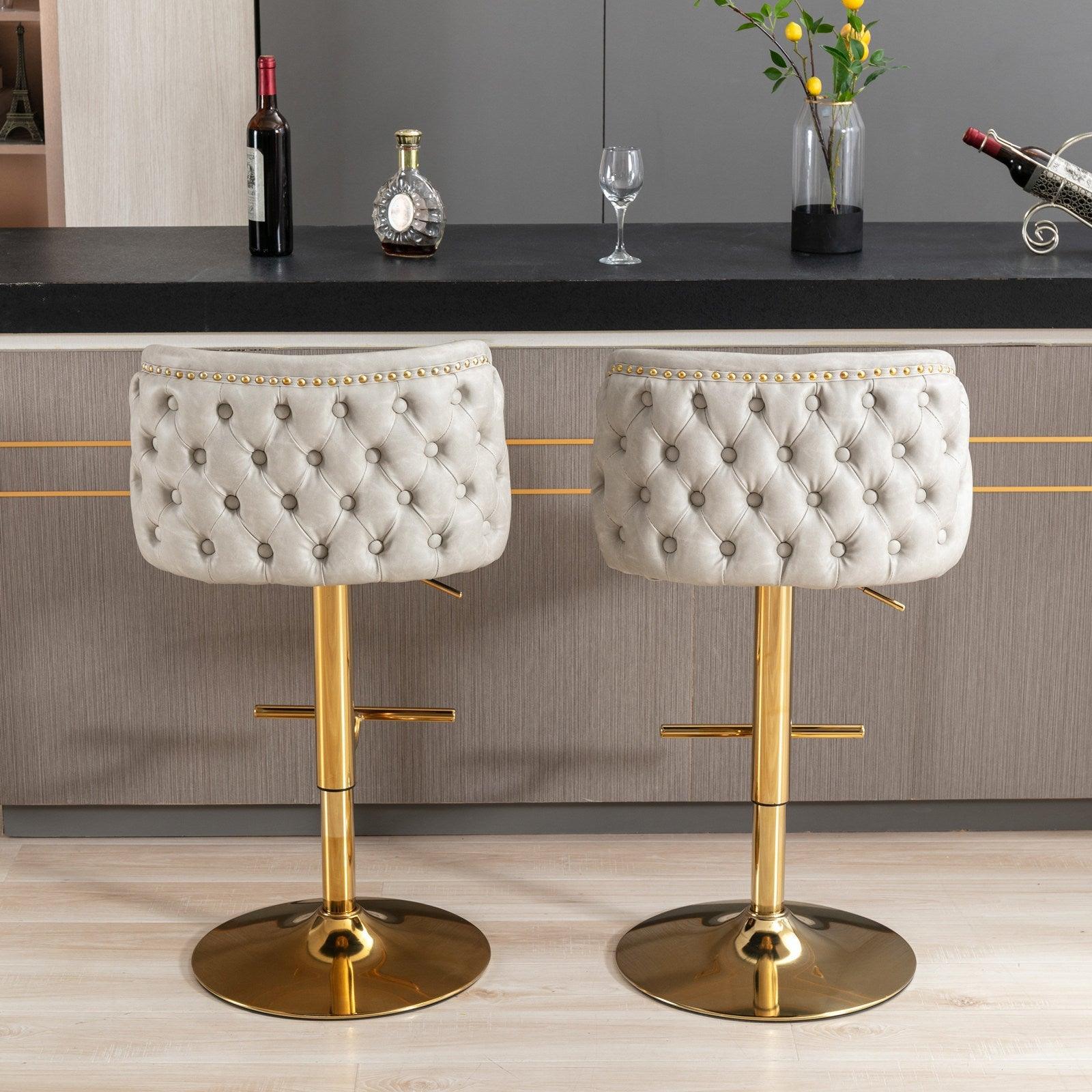 Set of 2 Modern PU Upholstered Swivel Barstools - PRHOMZ