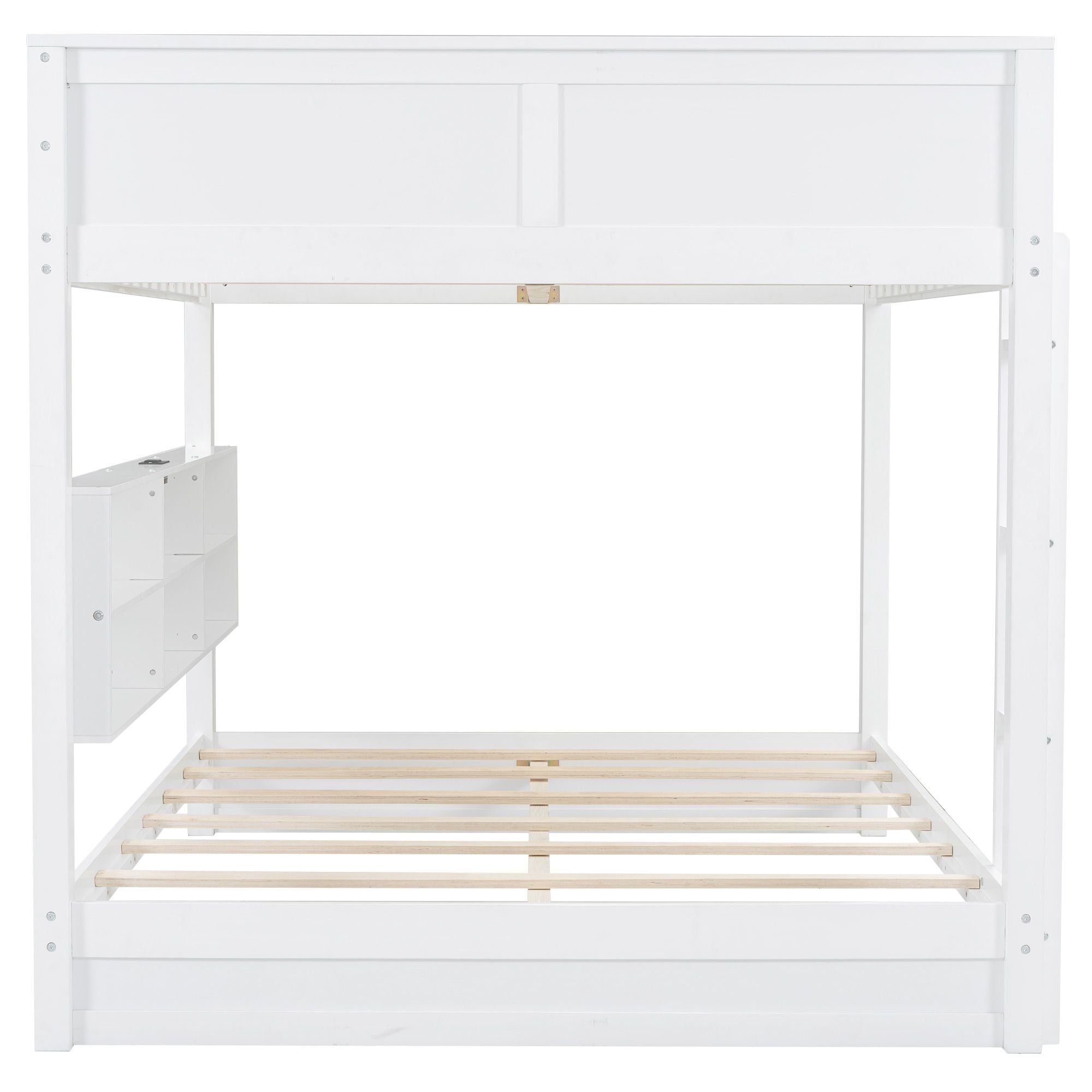 Queen Bunk Bed with Storage - White - Just Better Bunk Beds