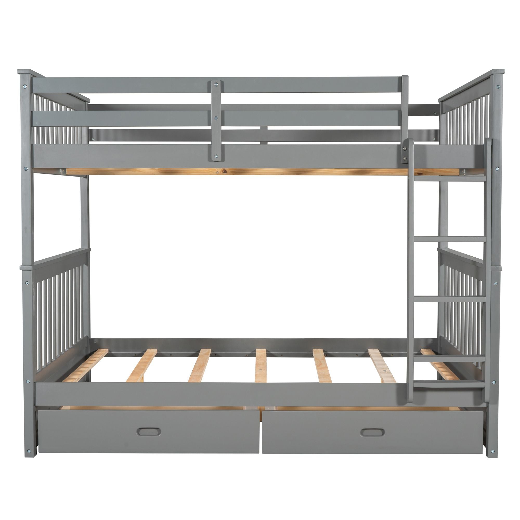 Full Over Full Bunk Bed with Ladder & Drawers - Just Better Bunk Beds