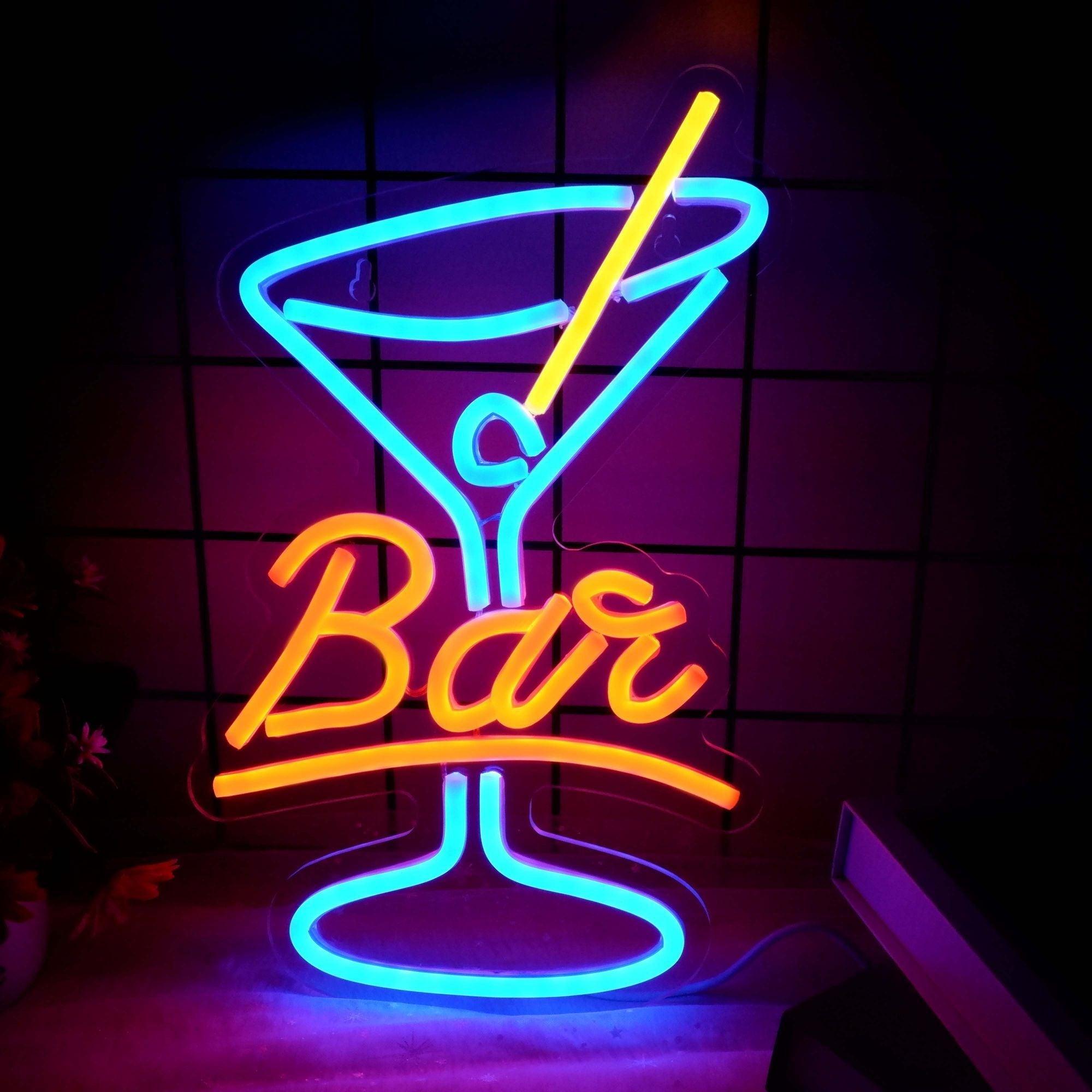 orange vertical BAR goblet neon sign - PRHOMZ