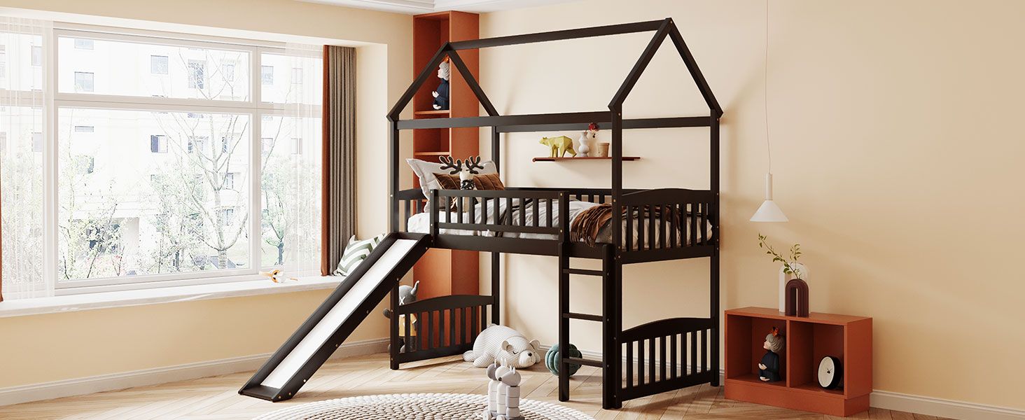 Twin Loft Bed with Slide & Ladder - Just Better Bunk Beds