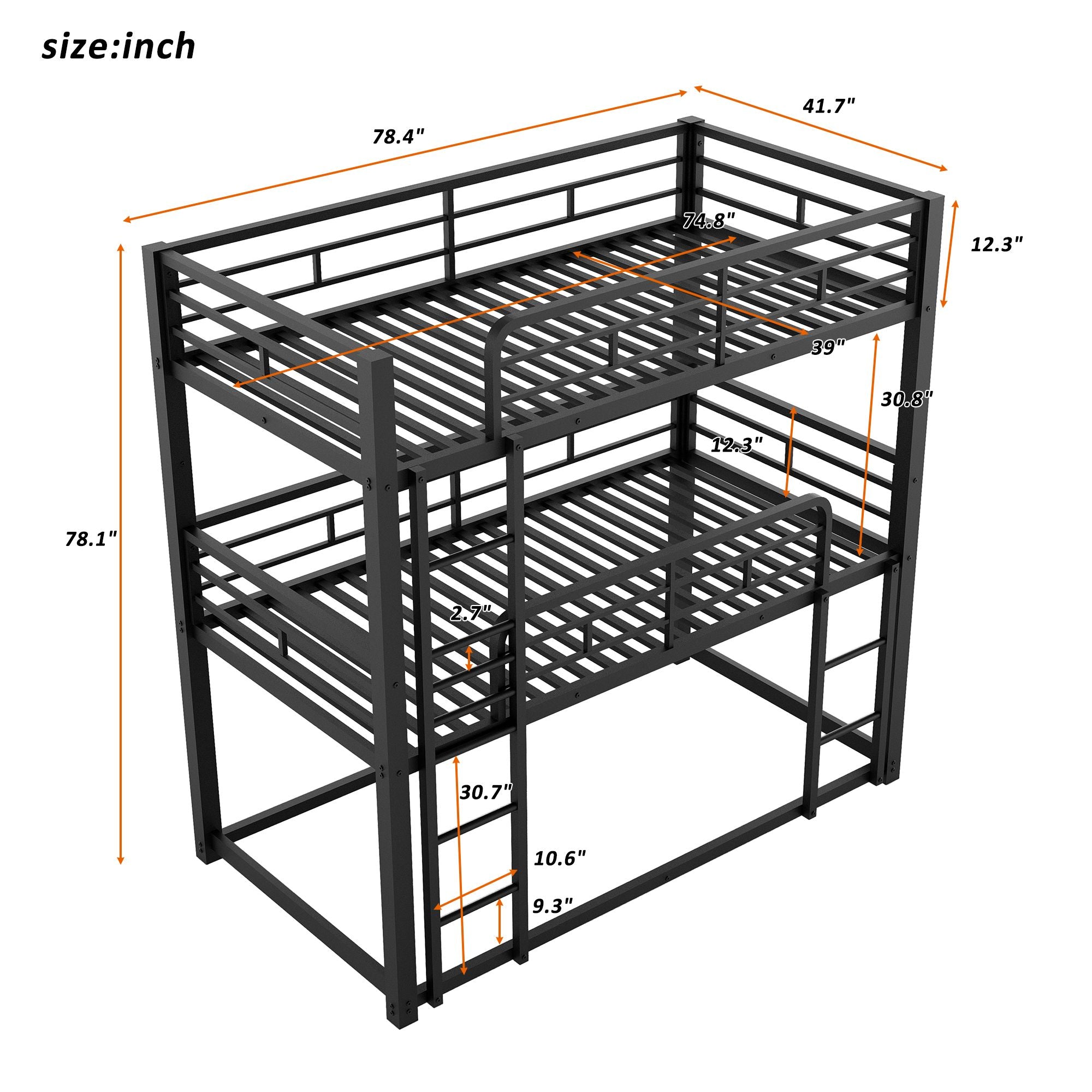 Triple Twin Metal Bunk Bed - Just Better Bunk Beds