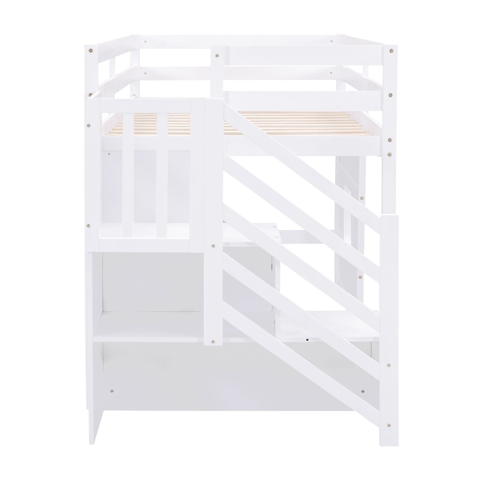 Twin Loft Bed with Storage Stairs & Windows - Just Better Bunk Beds