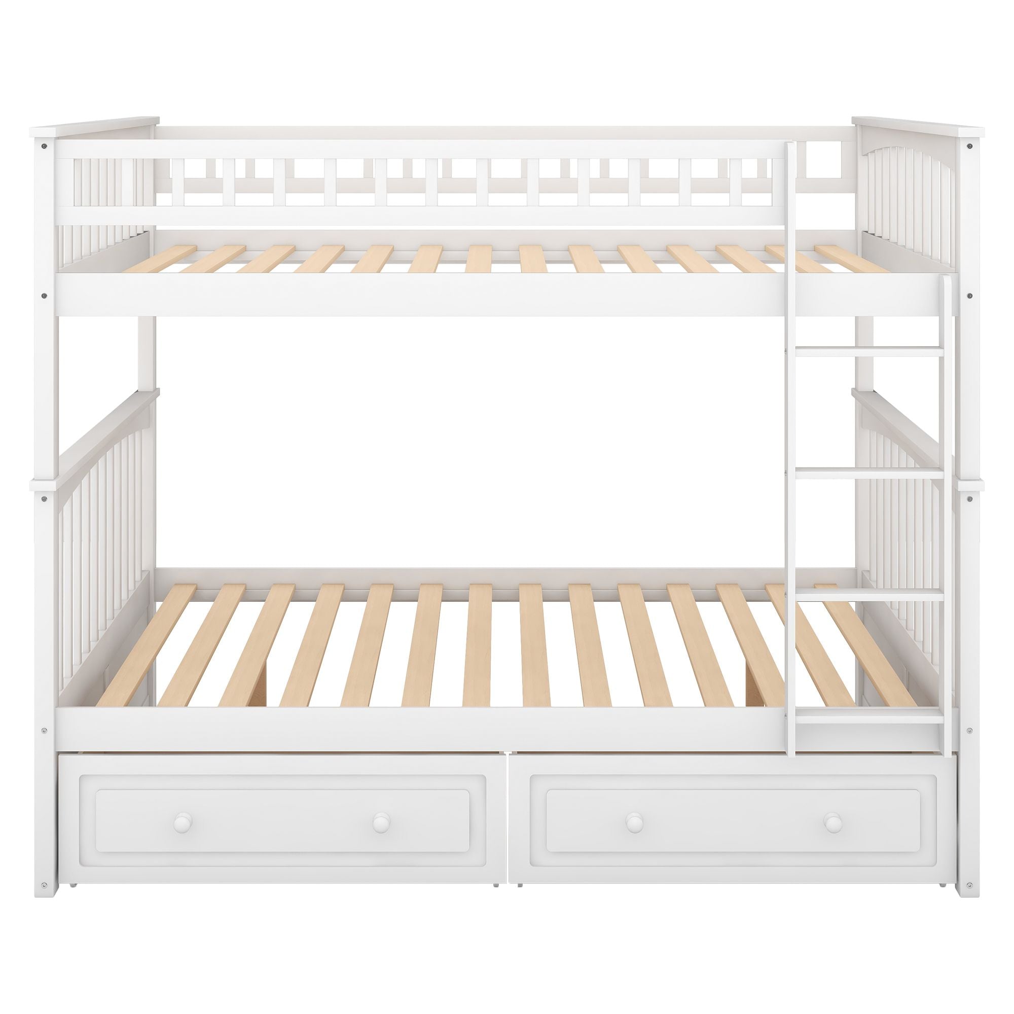 Full Over Full Bunk Bed with Drawers - White - Just Better Bunk Beds