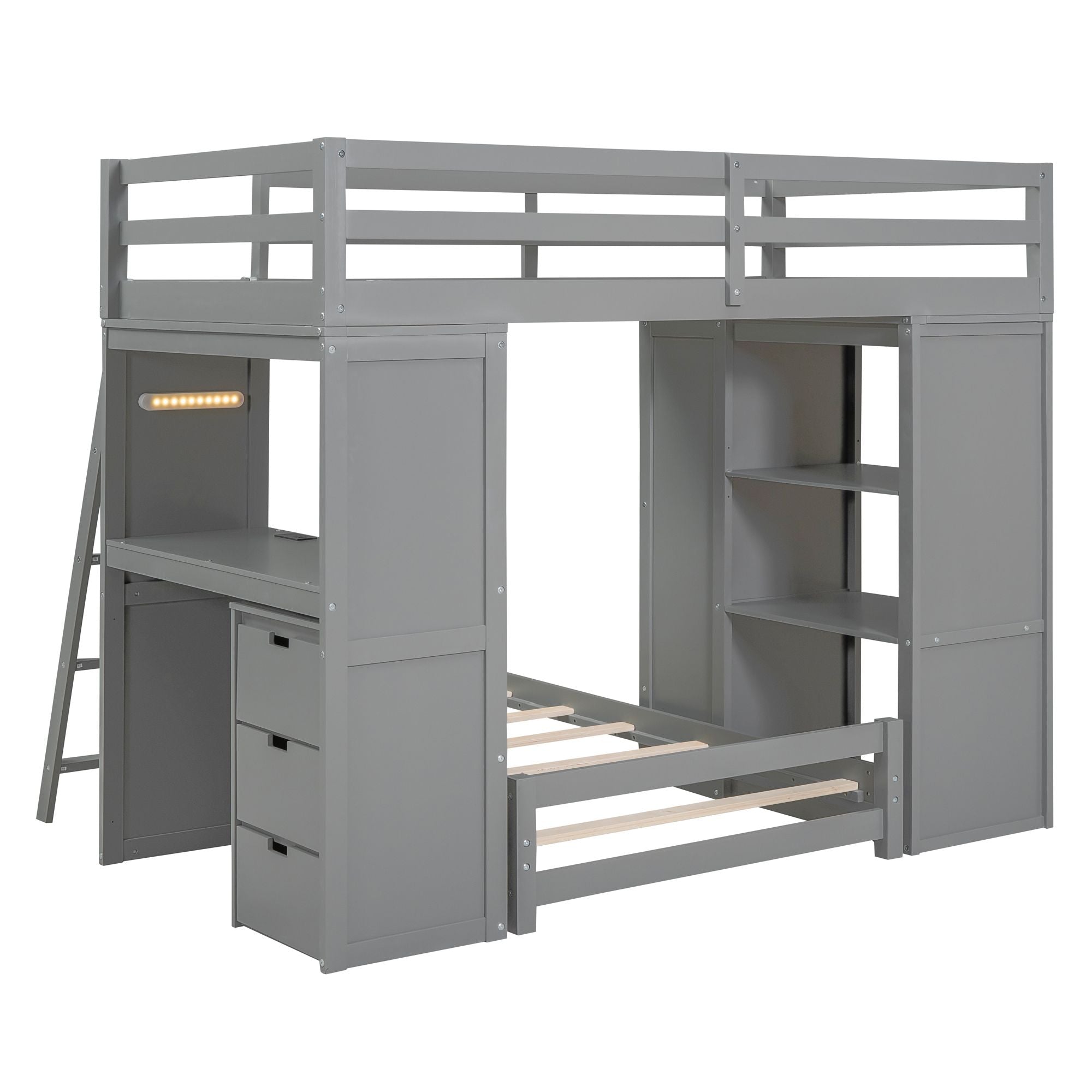 Twin Over Twin Bunk Bed - Gray - Just Better Bunk Beds