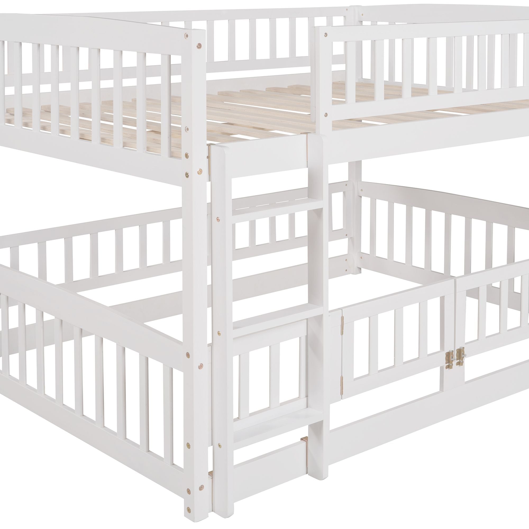 Full Over Full Bunk Bed with Slide - White - Just Better Bunk Beds