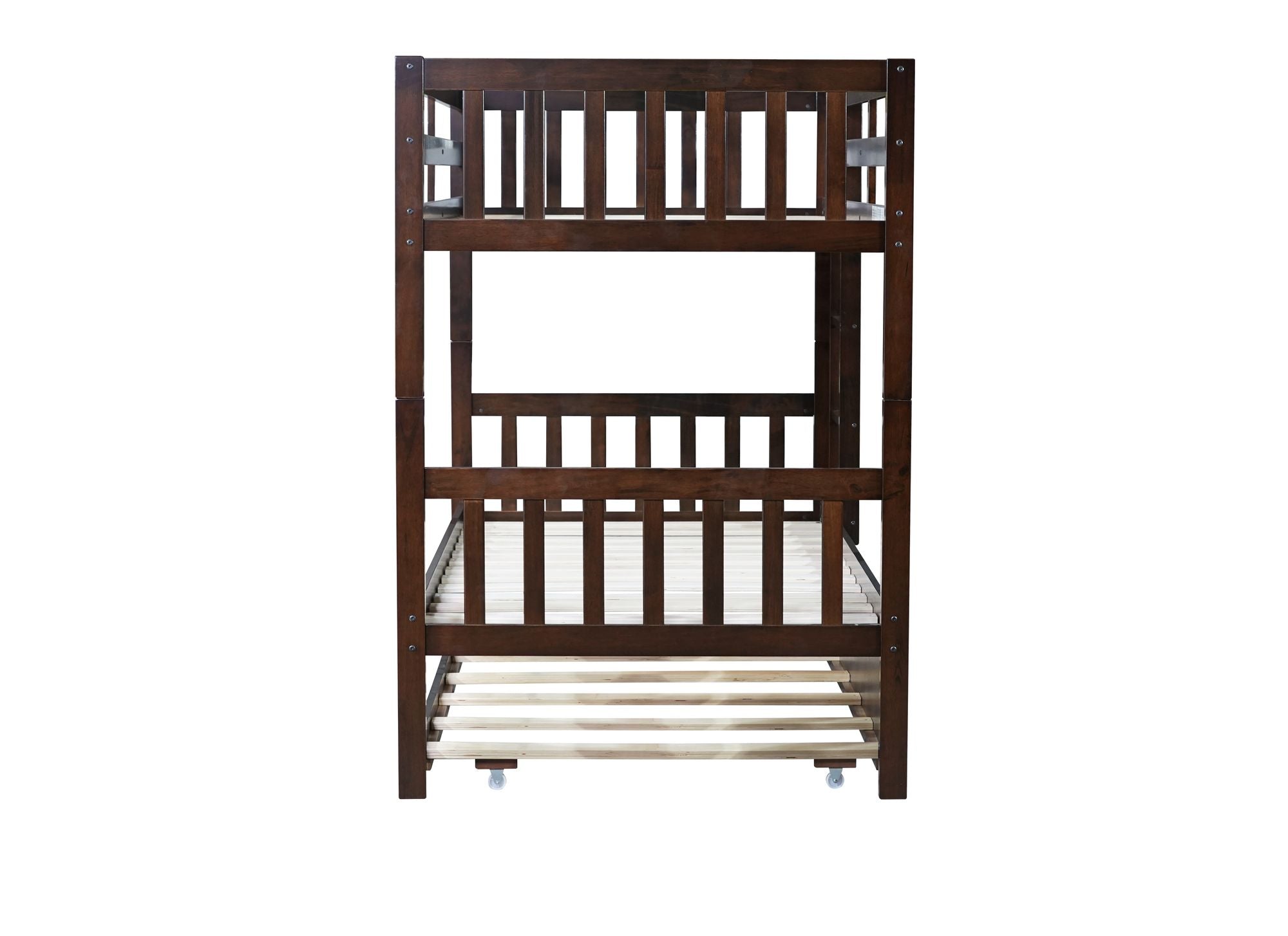 Twin Wood Bunk Bed with Trundle - Espresso - Just Better Bunk Beds