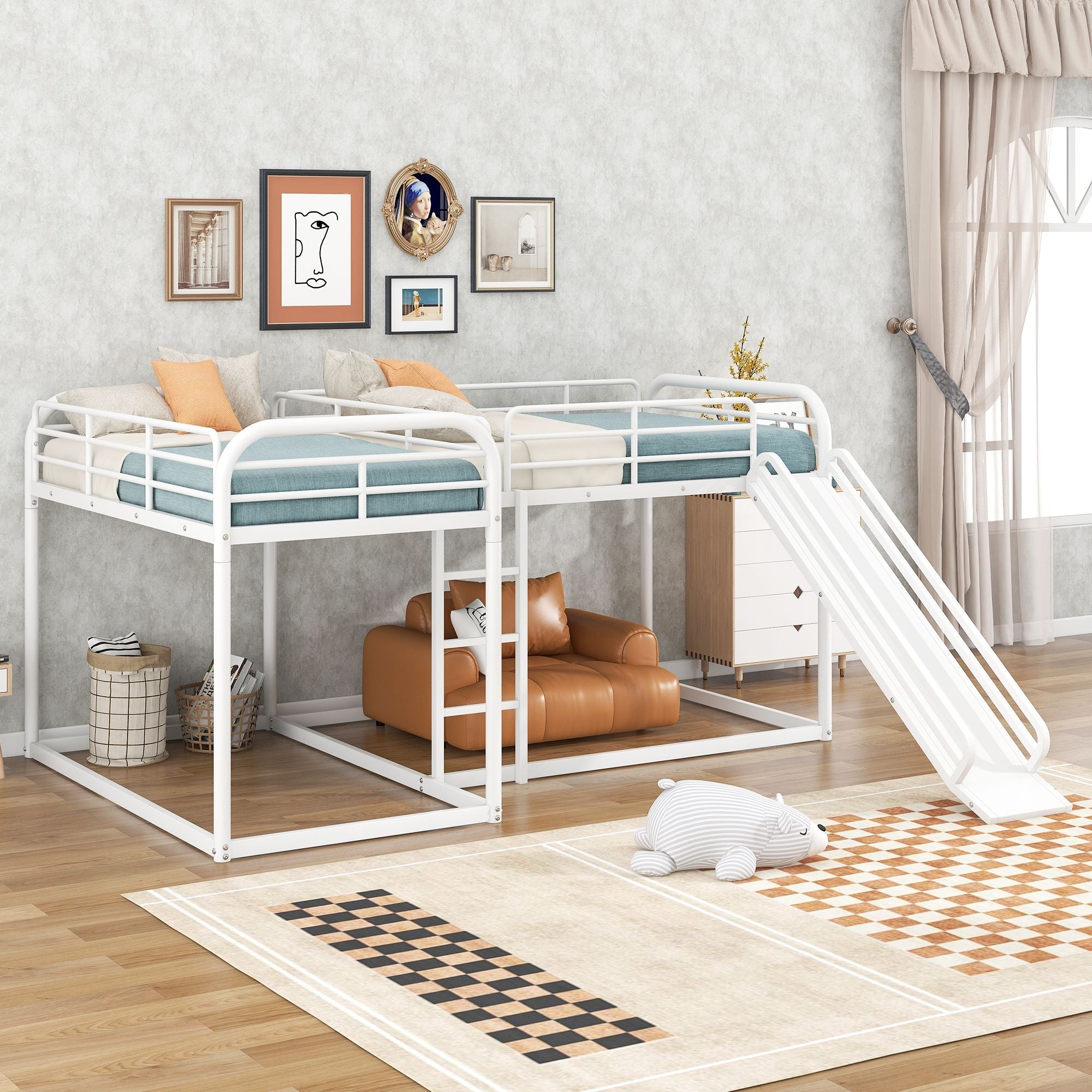 Twin Bunk Bed with Slide & Ladder - Just Better Bunk Beds