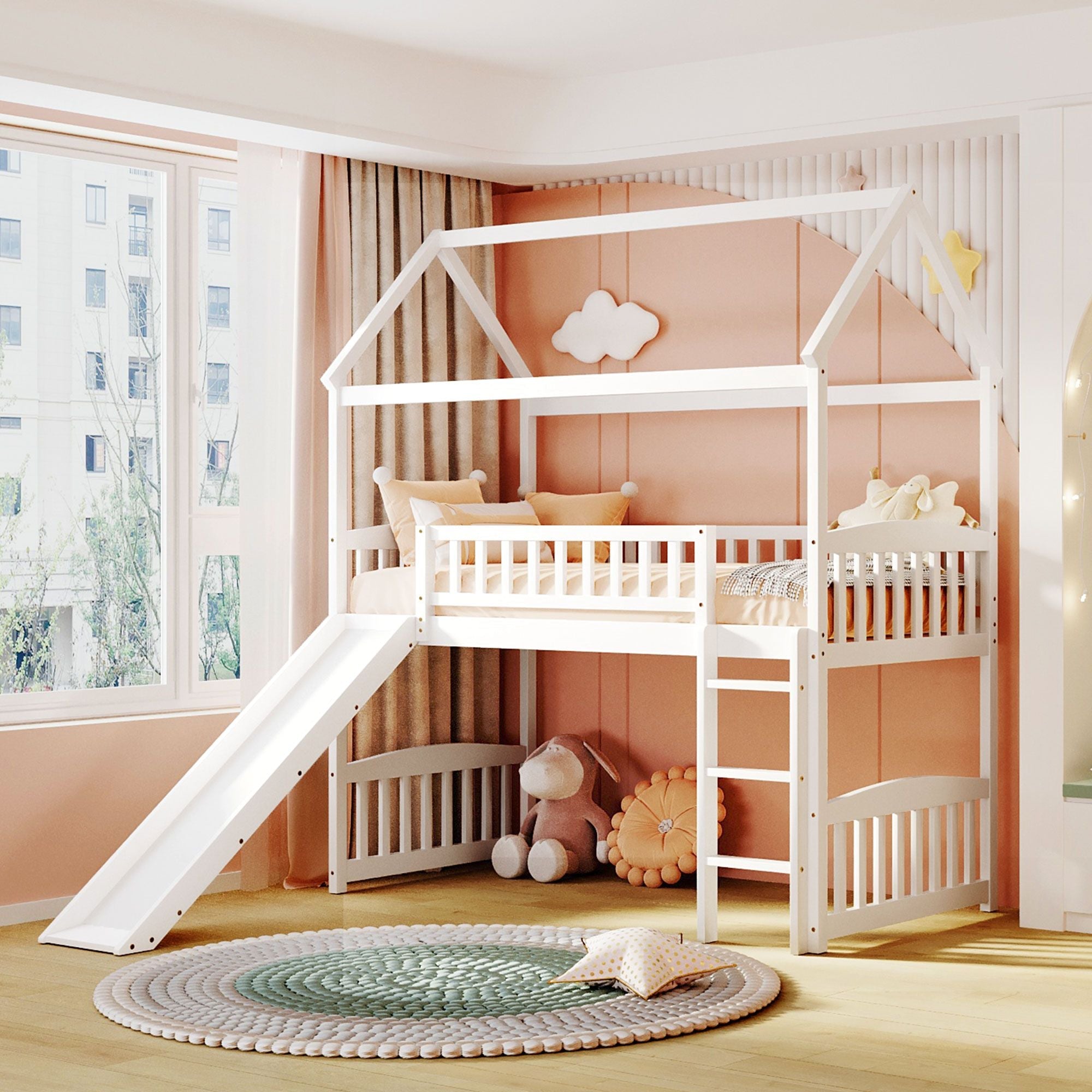 Twin Loft Bed with Slide & Ladder - Just Better Bunk Beds