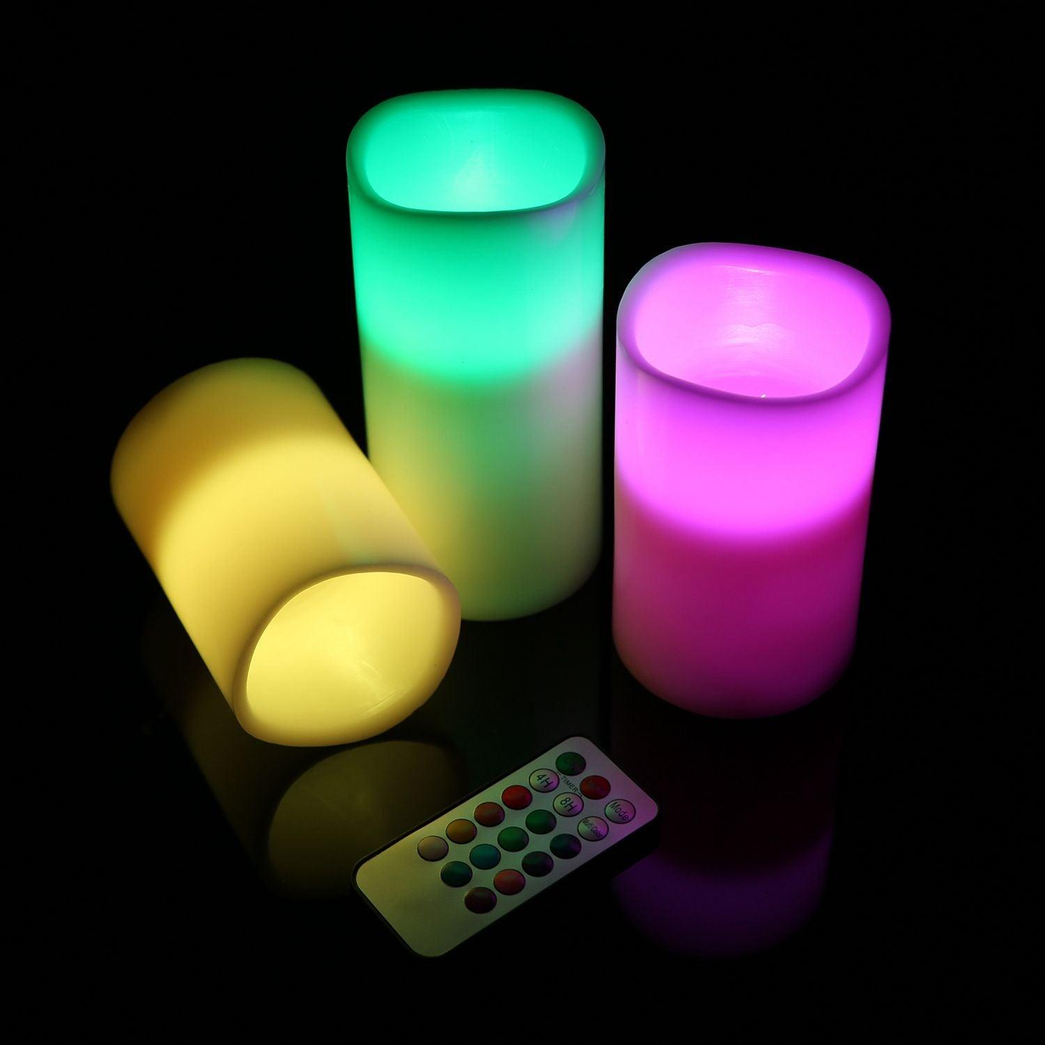 3-Packs Flameless Candles LED Flickering Candles w/ Remote Control Timer - PRHOMZ
