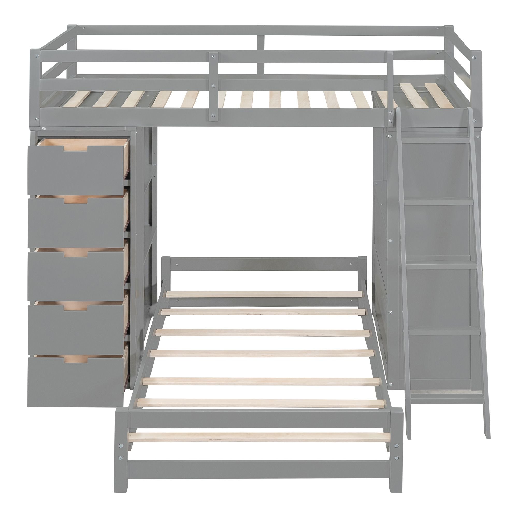 Twin Over Twin Bunk Bed - Gray - Just Better Bunk Beds
