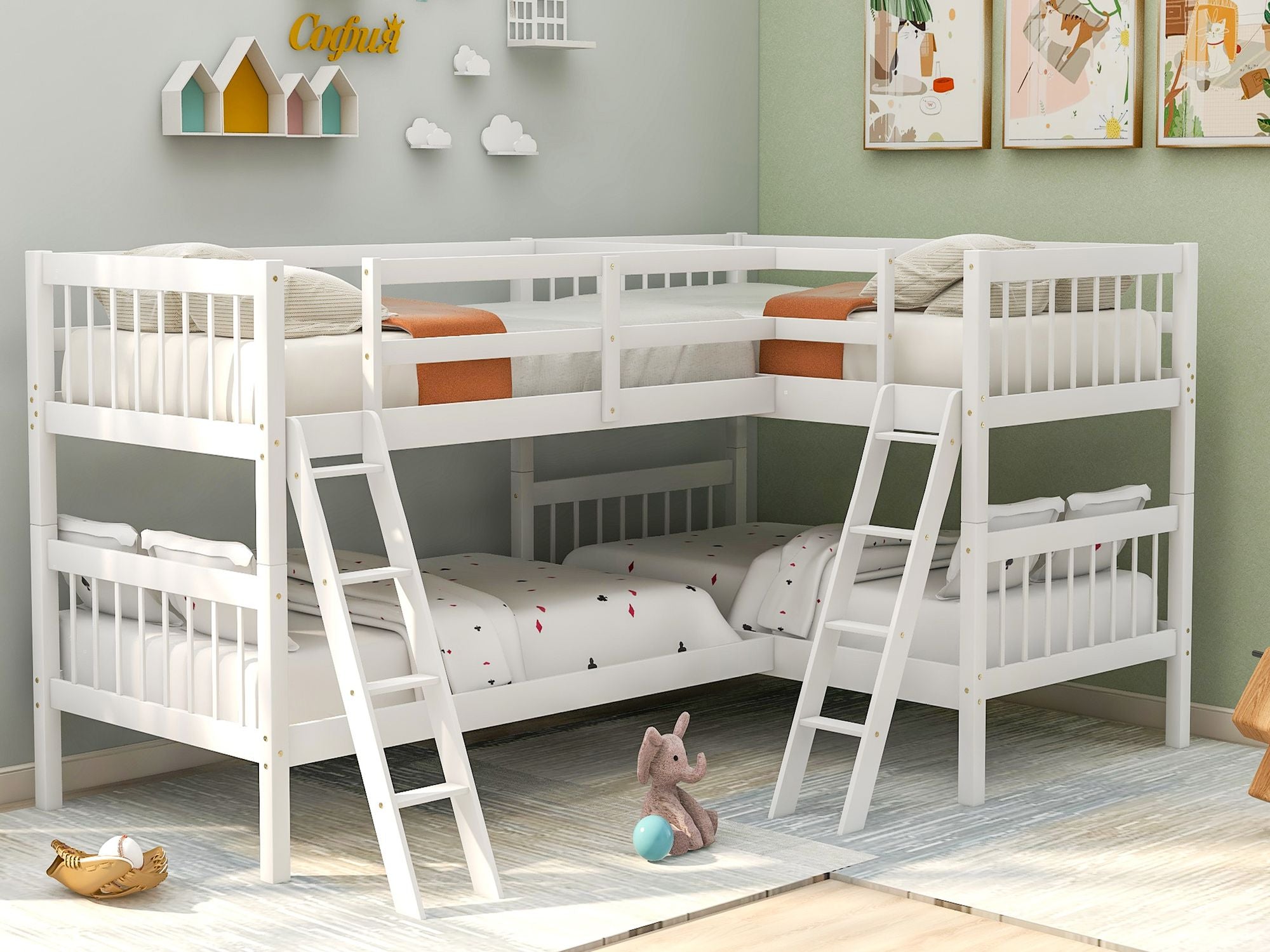 Twin Bunk Bed with Ladder - Gray - Just Better Bunk Beds