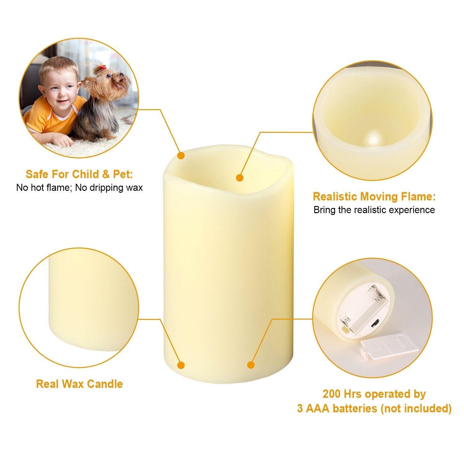 3-Packs Flameless Candles LED Flickering Candles w/ Remote Control Timer - PRHOMZ