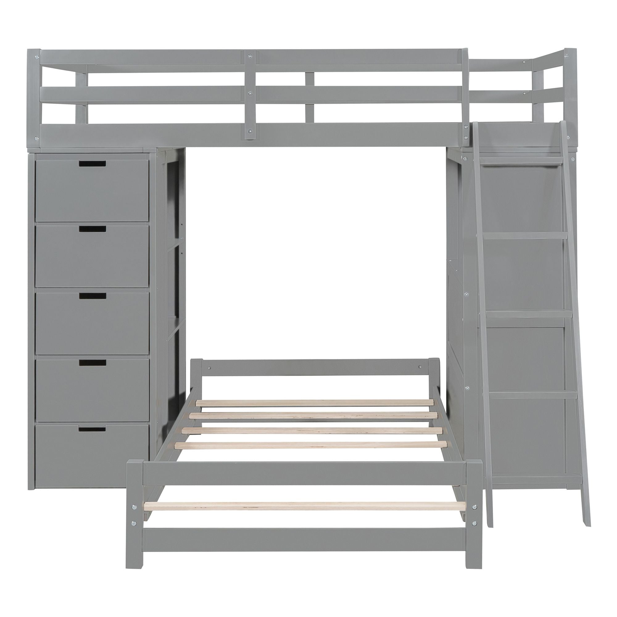 Twin Over Twin Bunk Bed - Gray - Just Better Bunk Beds
